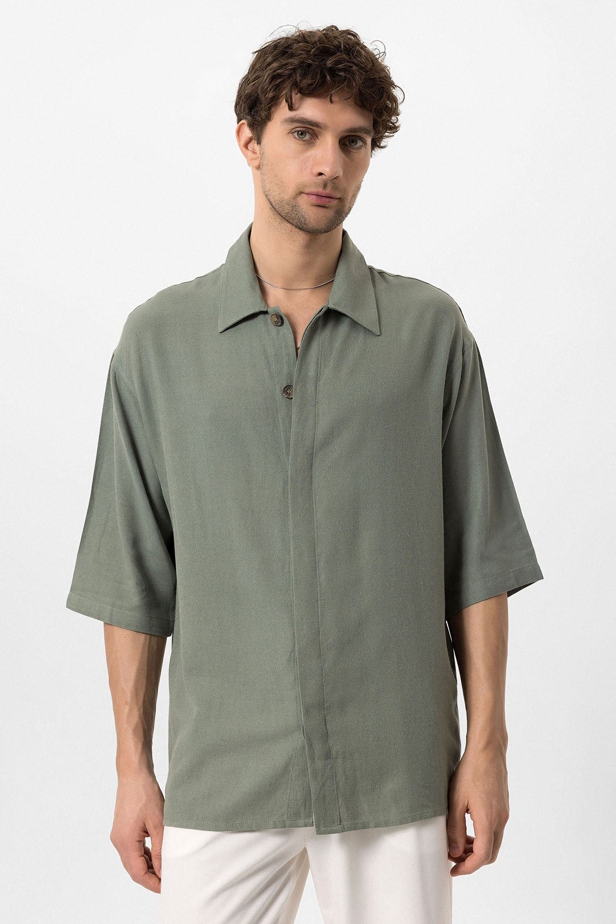 Antioch Fakir Sleeve Hidden-Button Closure Oversized Men's Shirt