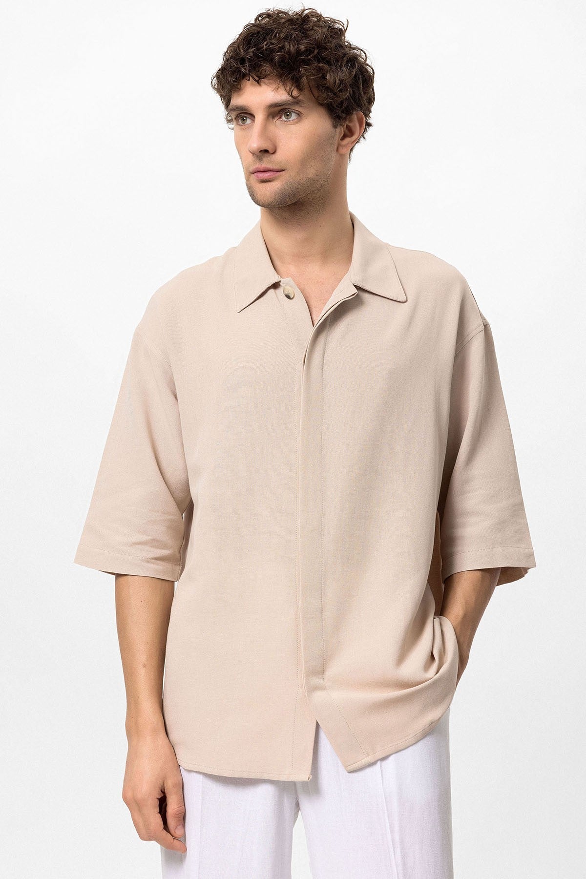 Antioch Fakir Sleeve Hidden-Button Closure Oversized Men's Shirt