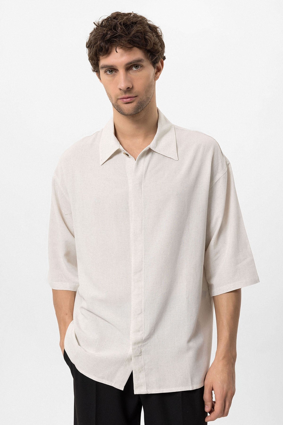 Antioch Fakir Sleeve Hidden-Button Closure Oversized Men's Shirt