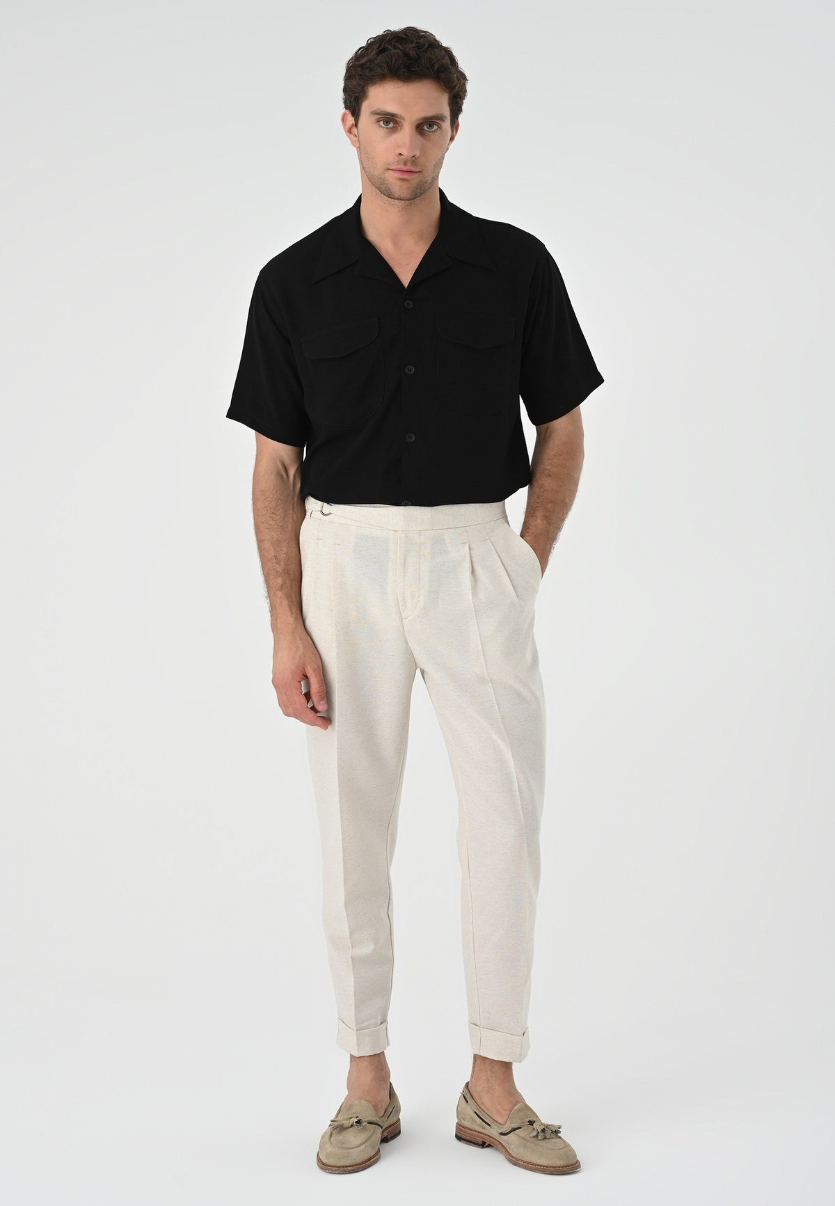 Antioch Men's Shirt with Apache Collar and Pocket Details