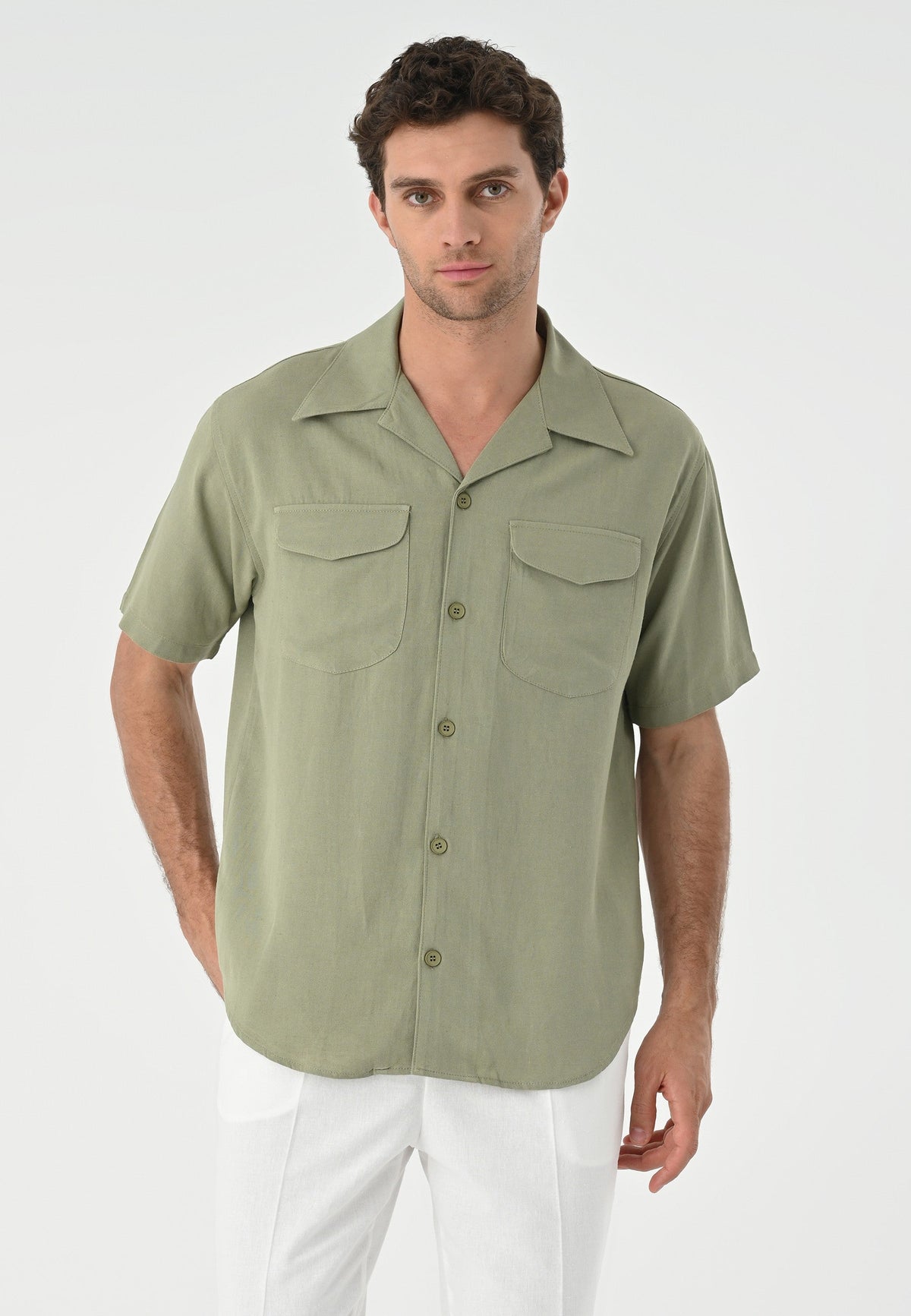 Antioch Men's Shirt with Apache Collar and Pocket Details