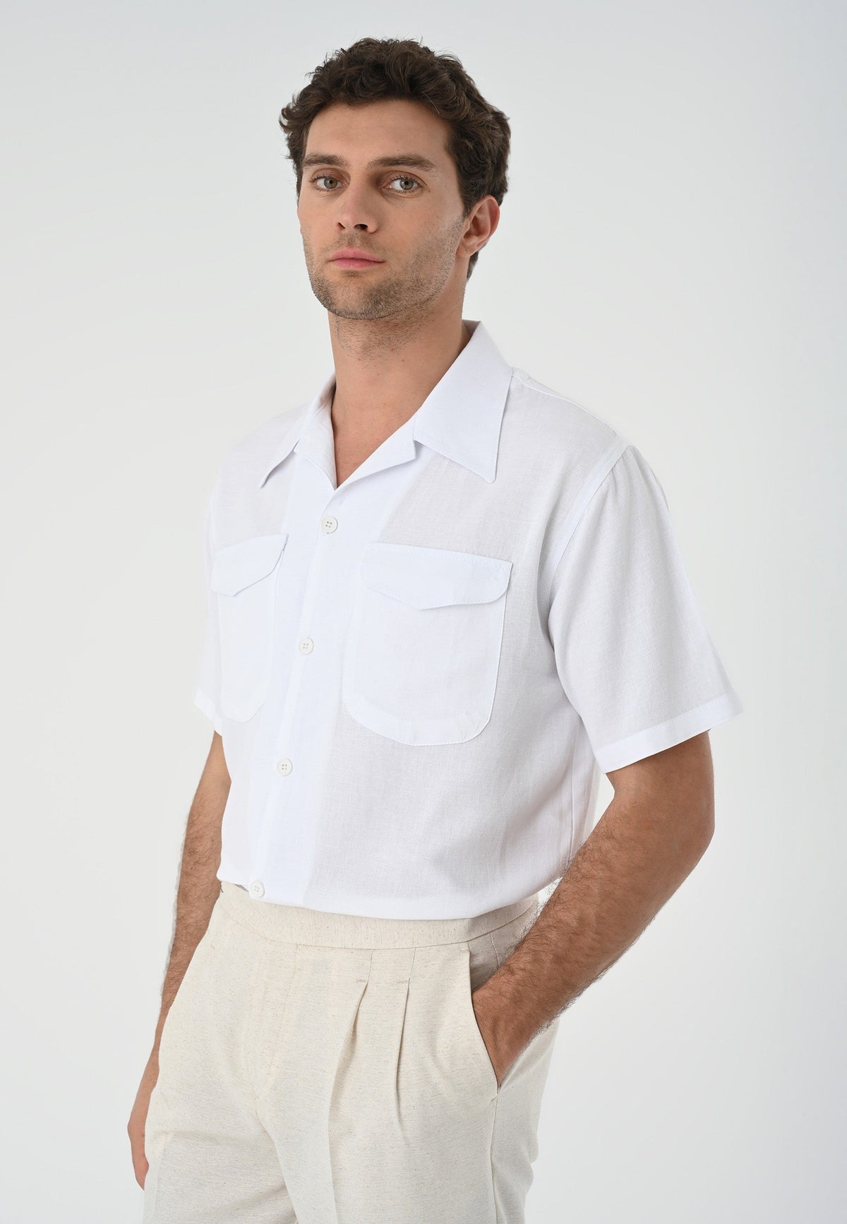 Antioch Men's Shirt with Apache Collar and Pocket Details