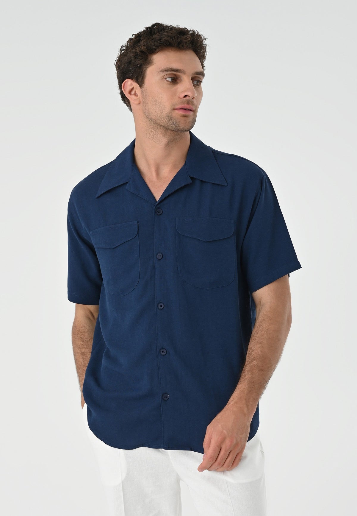 Antioch Men's Shirt with Apache Collar and Pocket Details