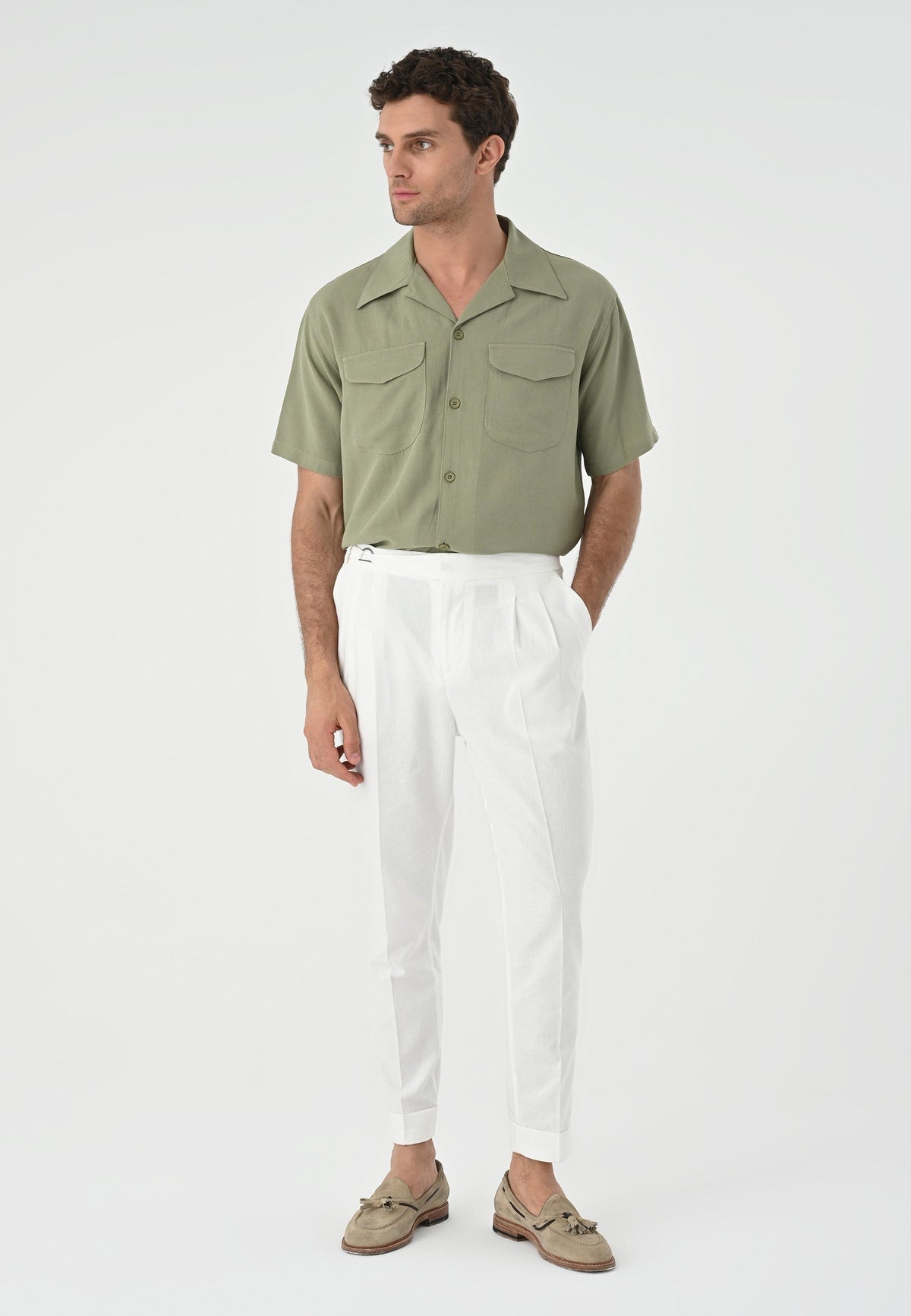 Antioch Men's Shirt with Apache Collar and Pocket Details