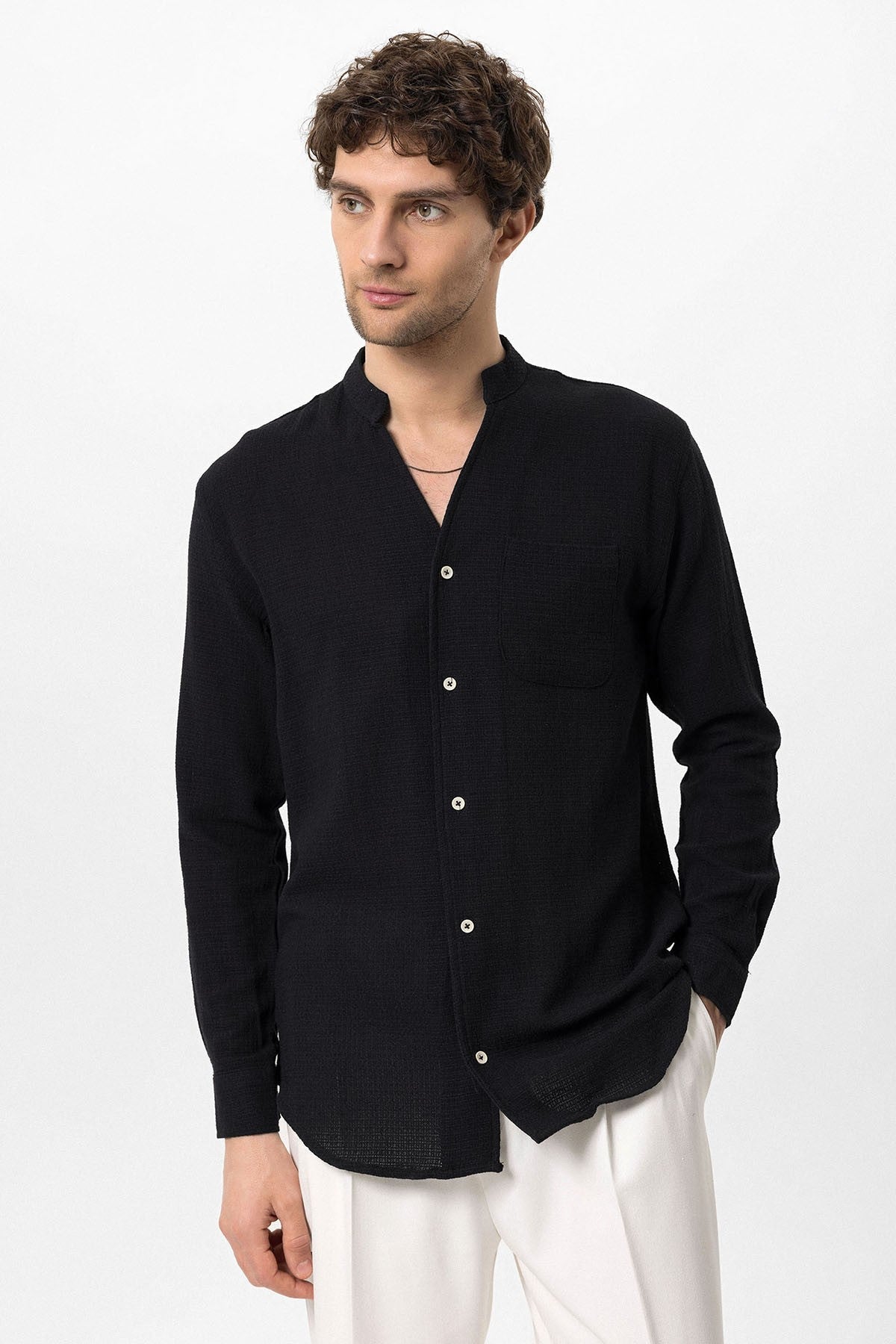 Antioch Crew-Neck Knitted Textured Men's Shirt