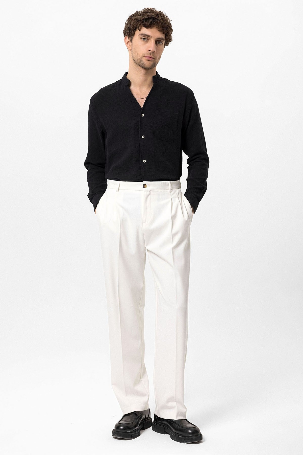 Antioch Crew-Neck Knitted Textured Men's Shirt