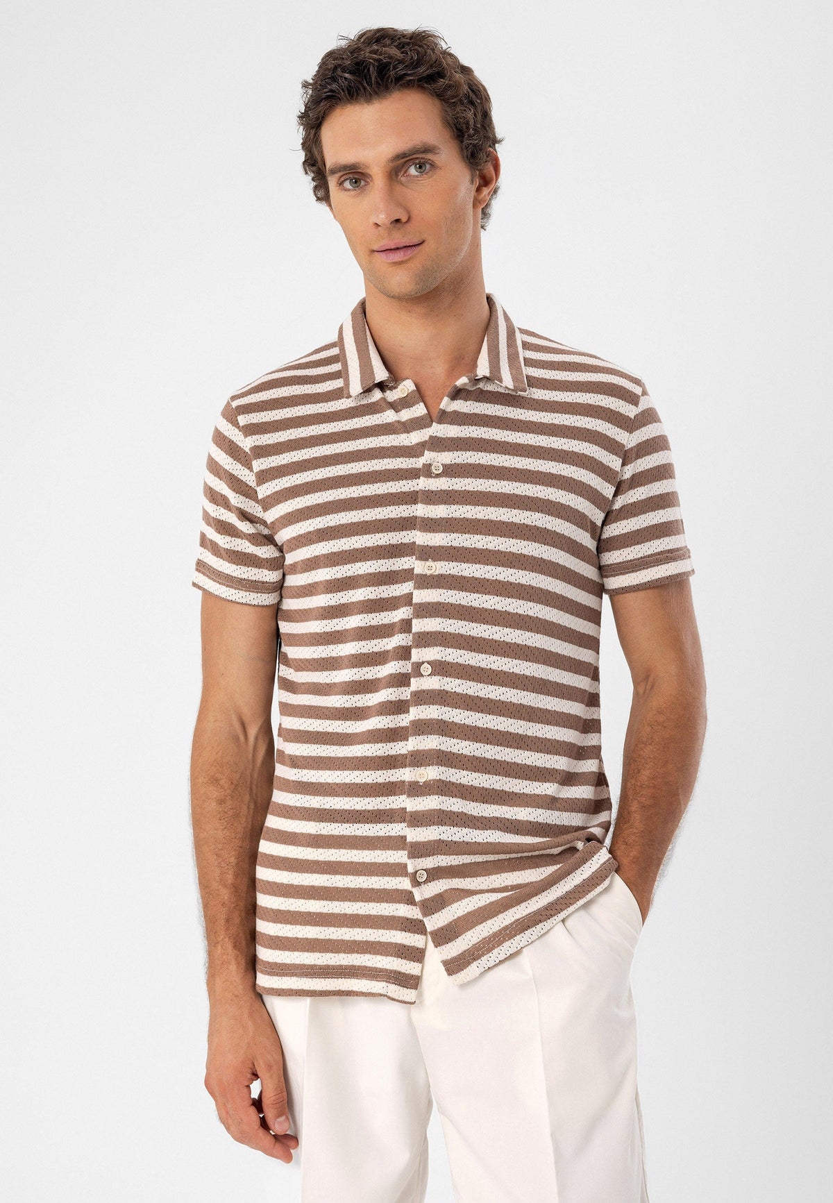Antioch Short-Sleeve Striped Men's Knit Shirt