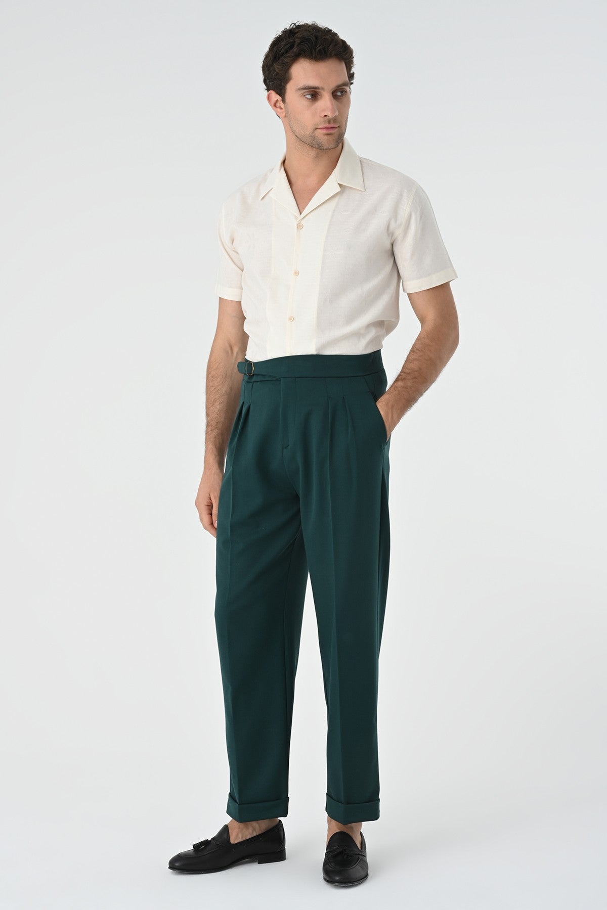 Antioch Toka Detailed Pleated High-Waisted Men's Pants