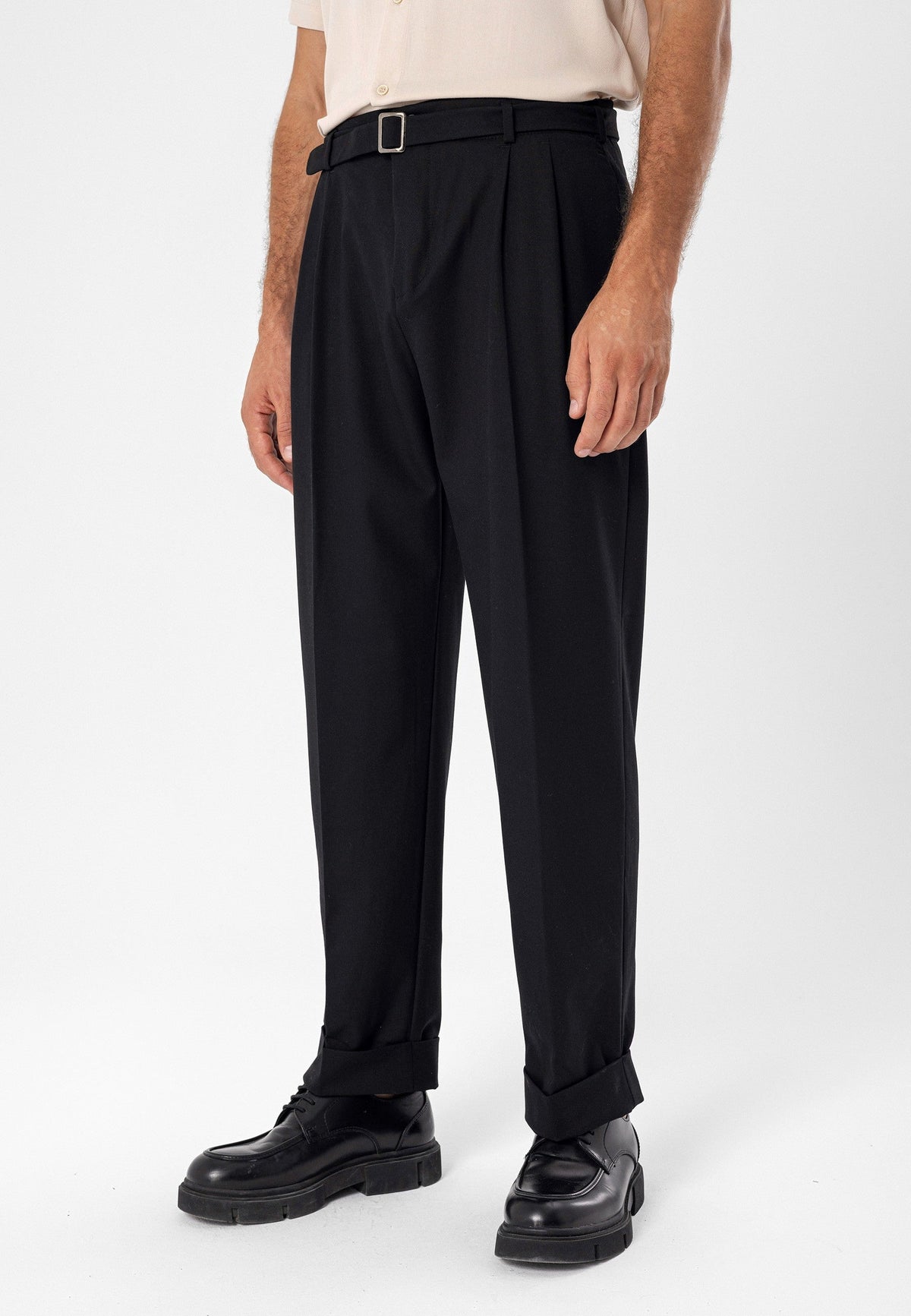 High-Waisted Pleated Relaxed-Fit Men's Pants