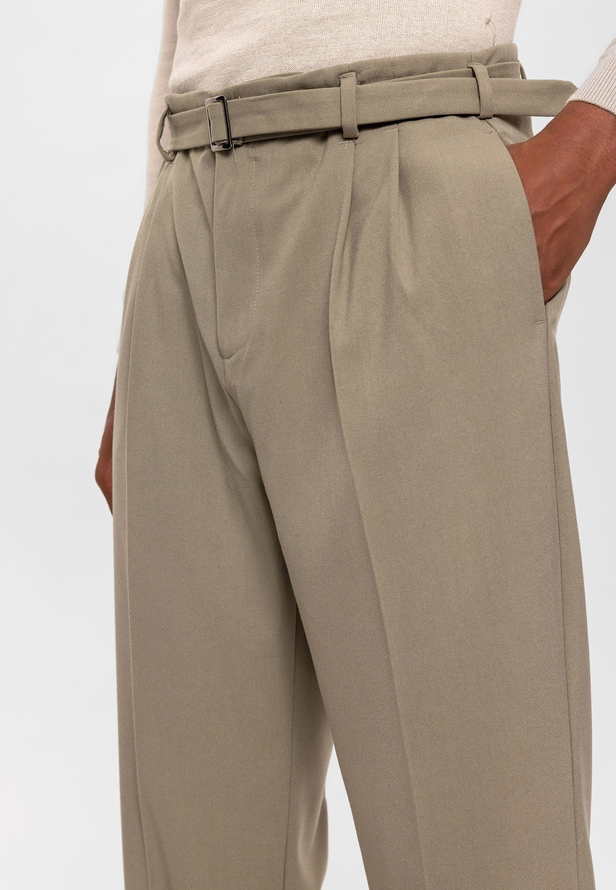 High-Waisted Pleated Relaxed-Fit Men's Pants