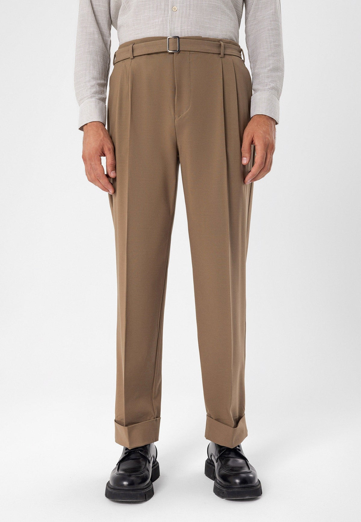 High-Waisted Pleated Relaxed-Fit Men's Pants