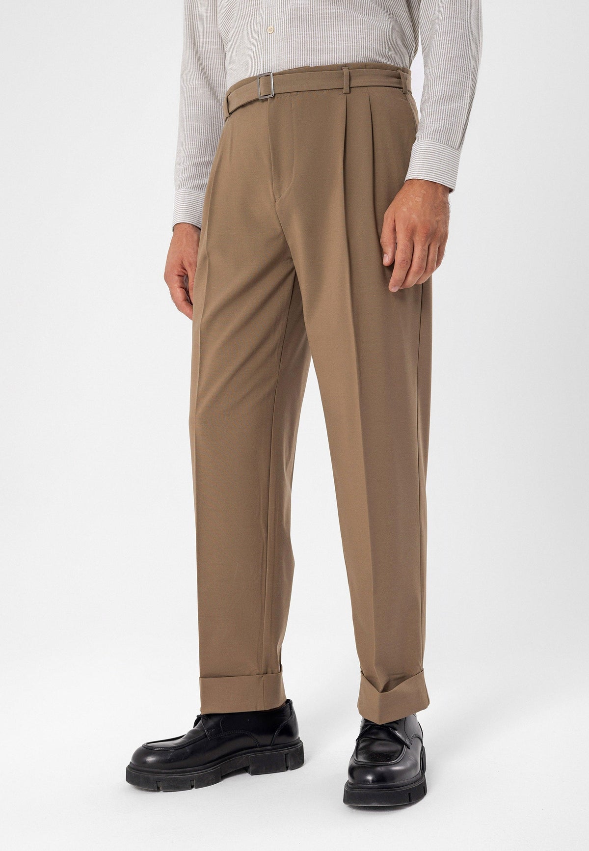 High-Waisted Pleated Relaxed-Fit Men's Pants