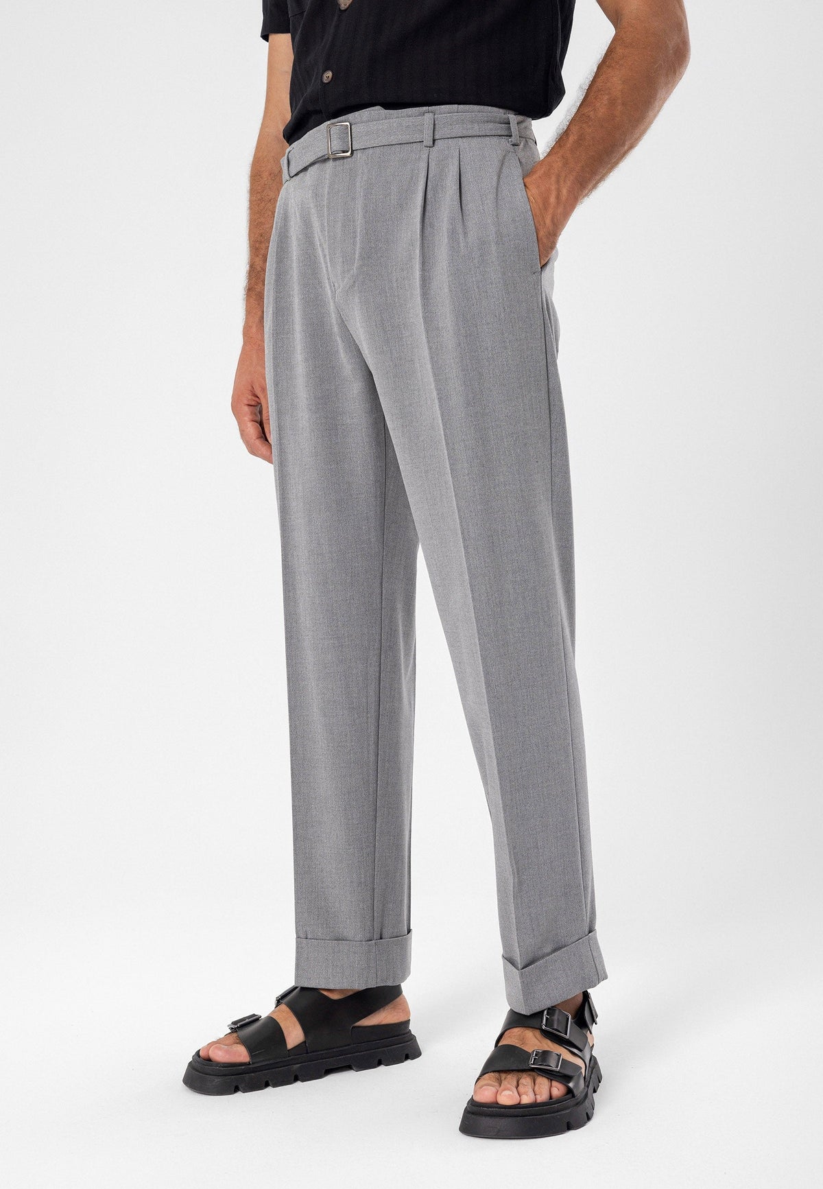 High-Waisted Pleated Relaxed-Fit Men's Pants
