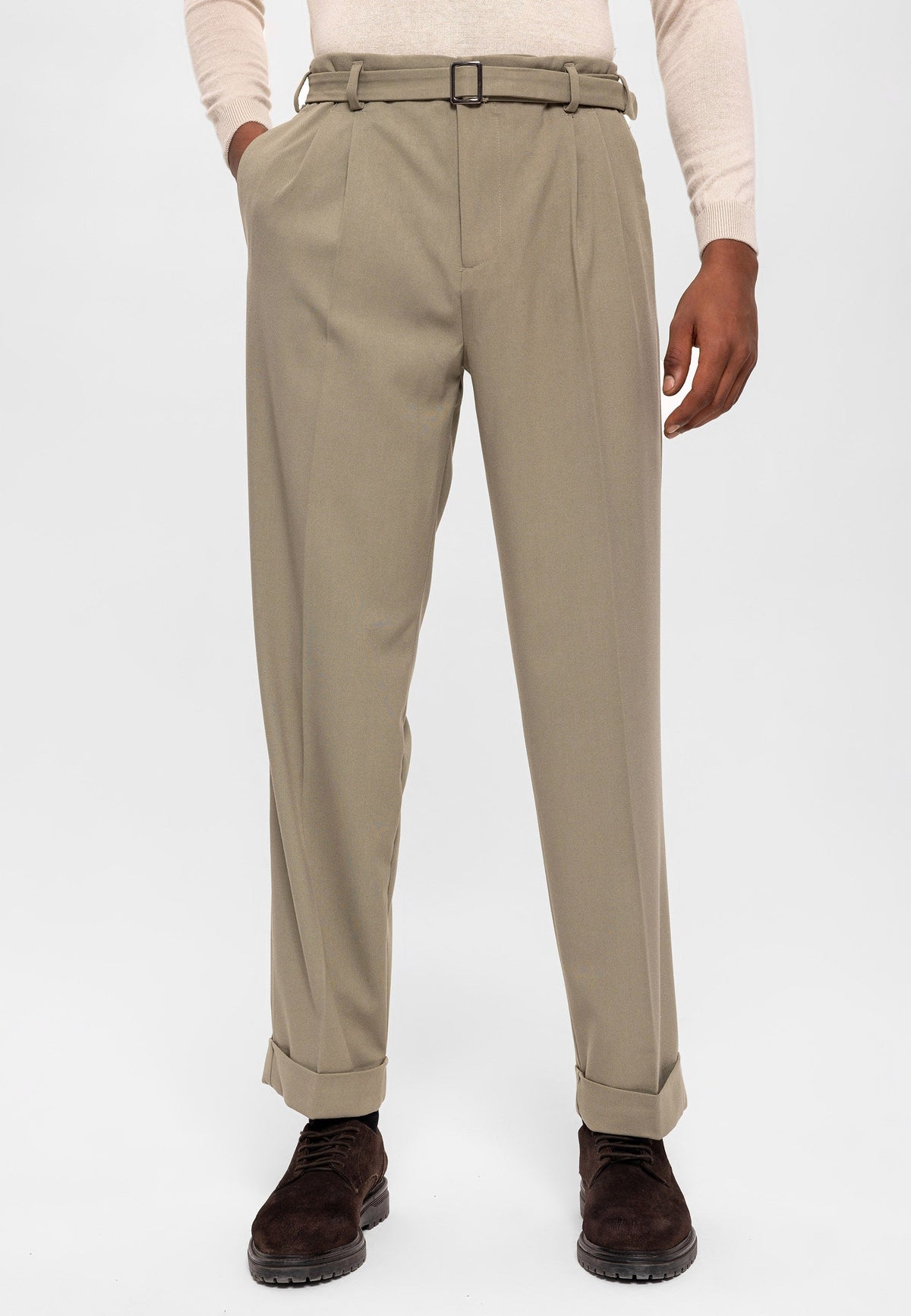 High-Waisted Pleated Relaxed-Fit Men's Pants