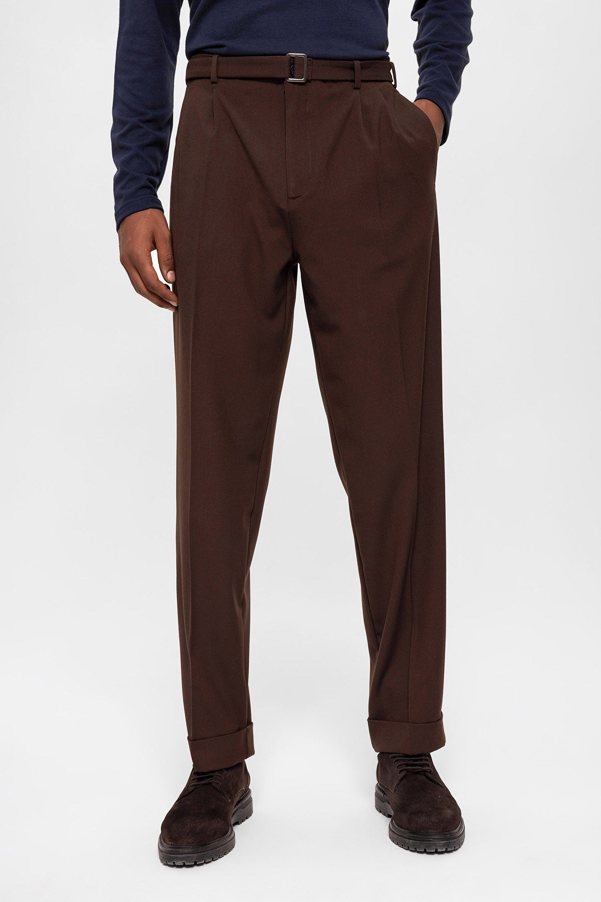 High-Waisted Pleated Relaxed-Fit Men's Pants
