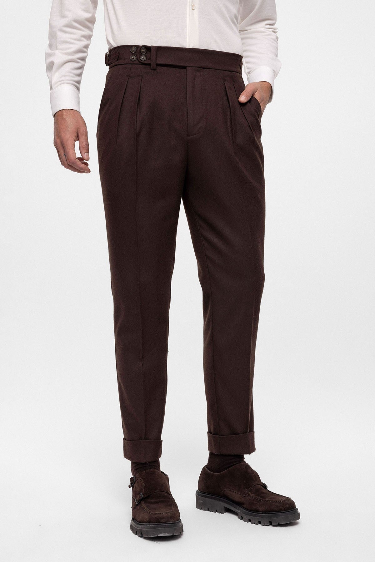 Antioch Wool-Look High-Waisted Pleated Men's Pants