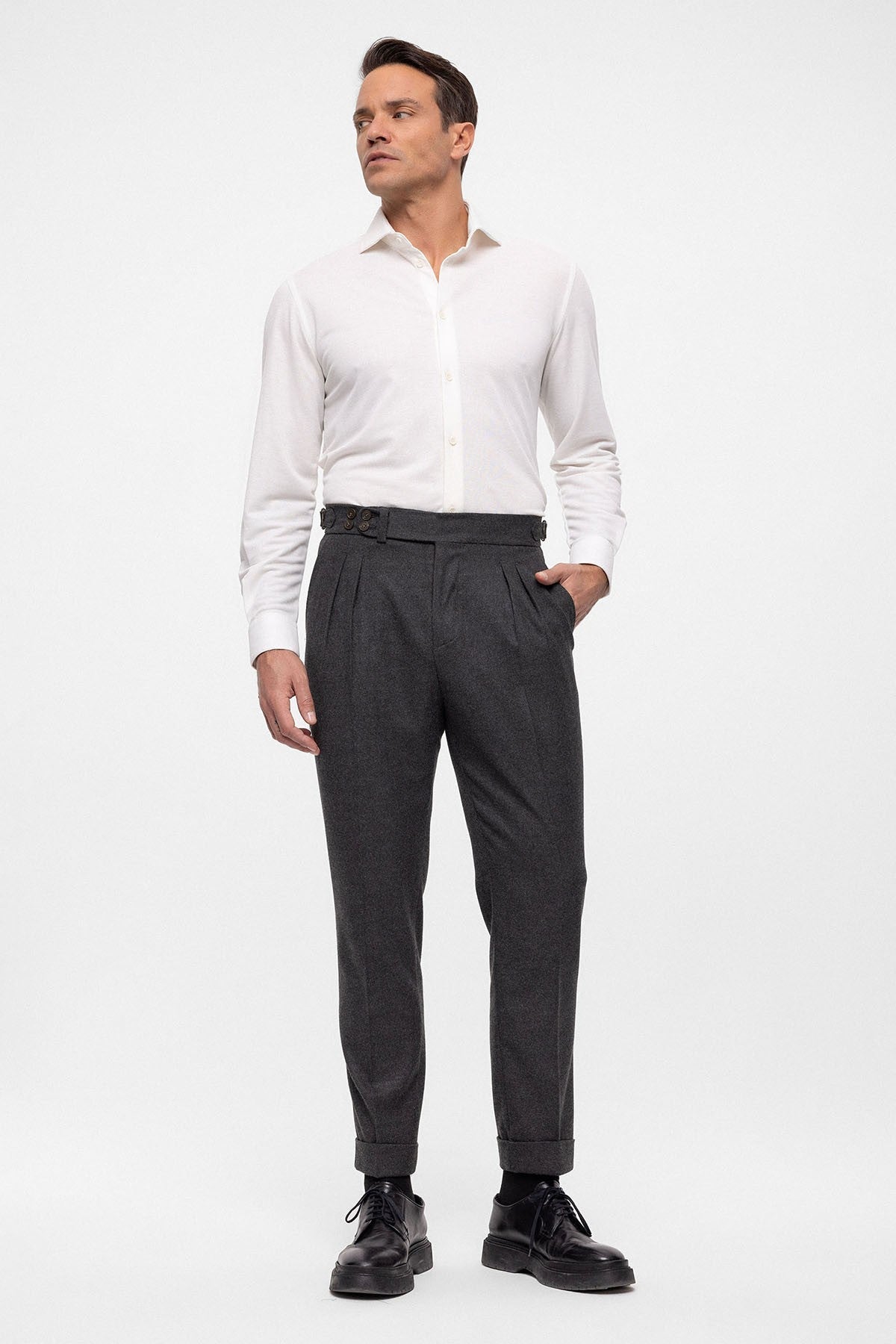 Antioch Wool-Look High-Waisted Pleated Men's Pants