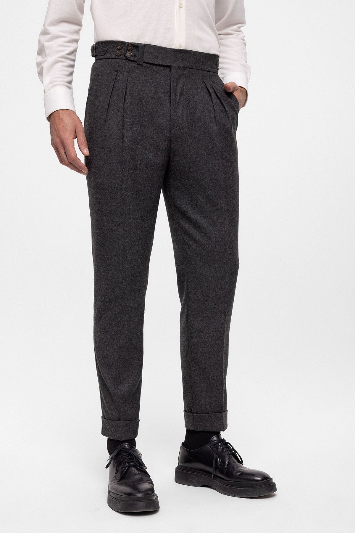 Antioch Wool-Look High-Waisted Pleated Men's Pants