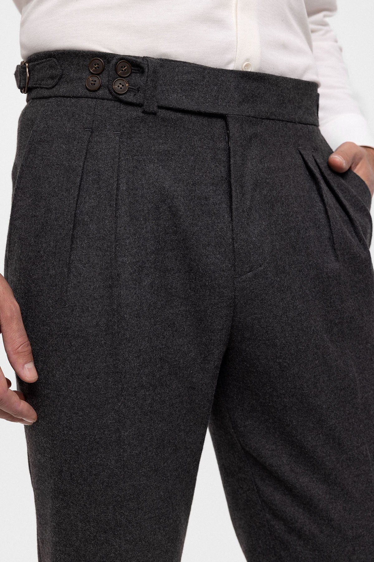 Antioch Wool-Look High-Waisted Pleated Men's Pants