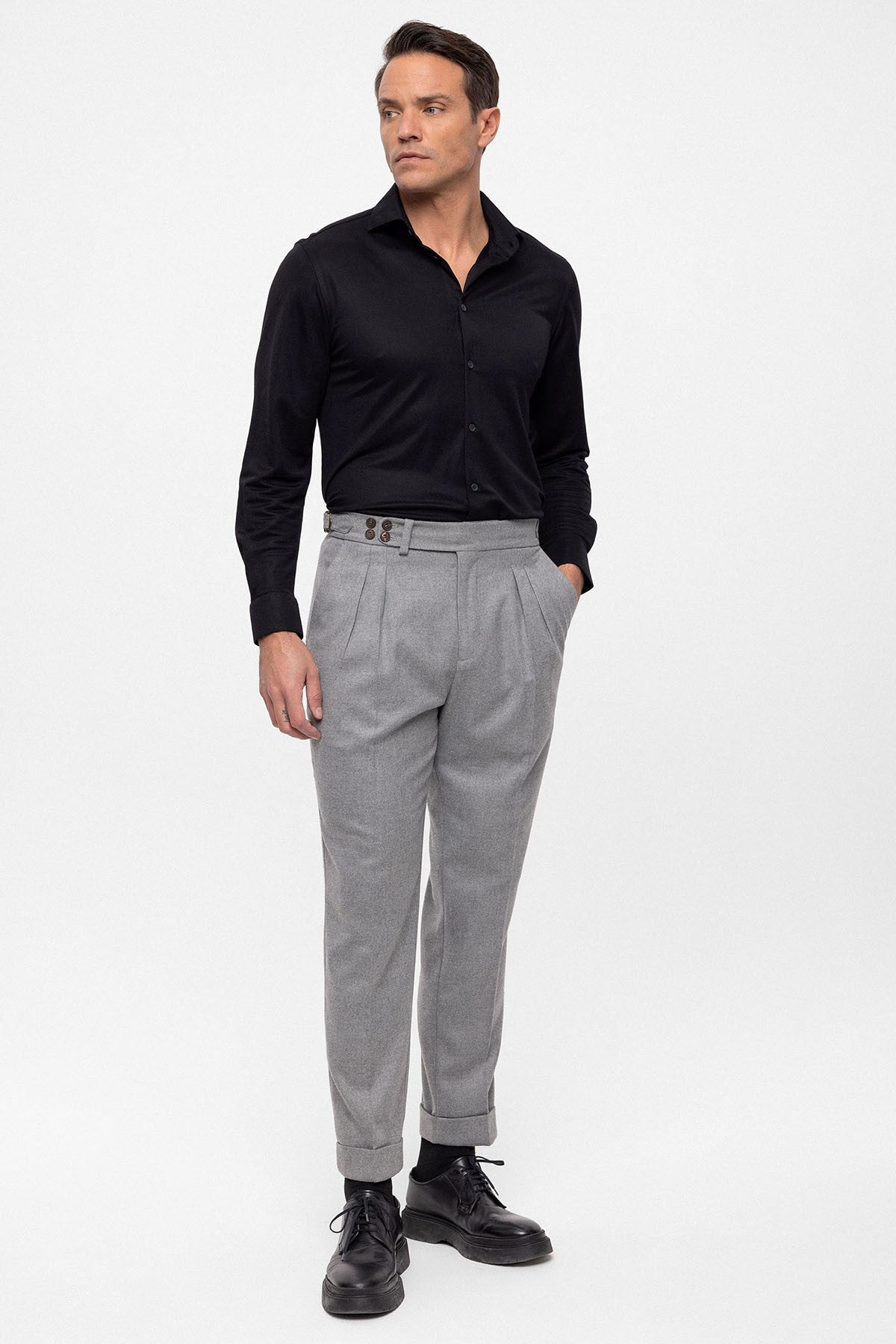 Antioch Wool-Look High-Waisted Pleated Men's Pants