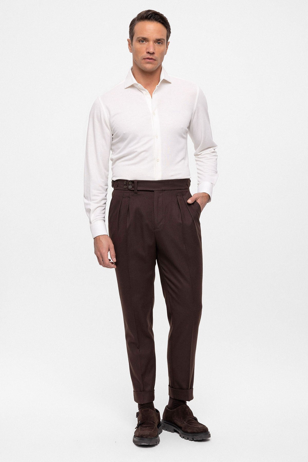 Antioch Wool-Look High-Waisted Pleated Men's Pants