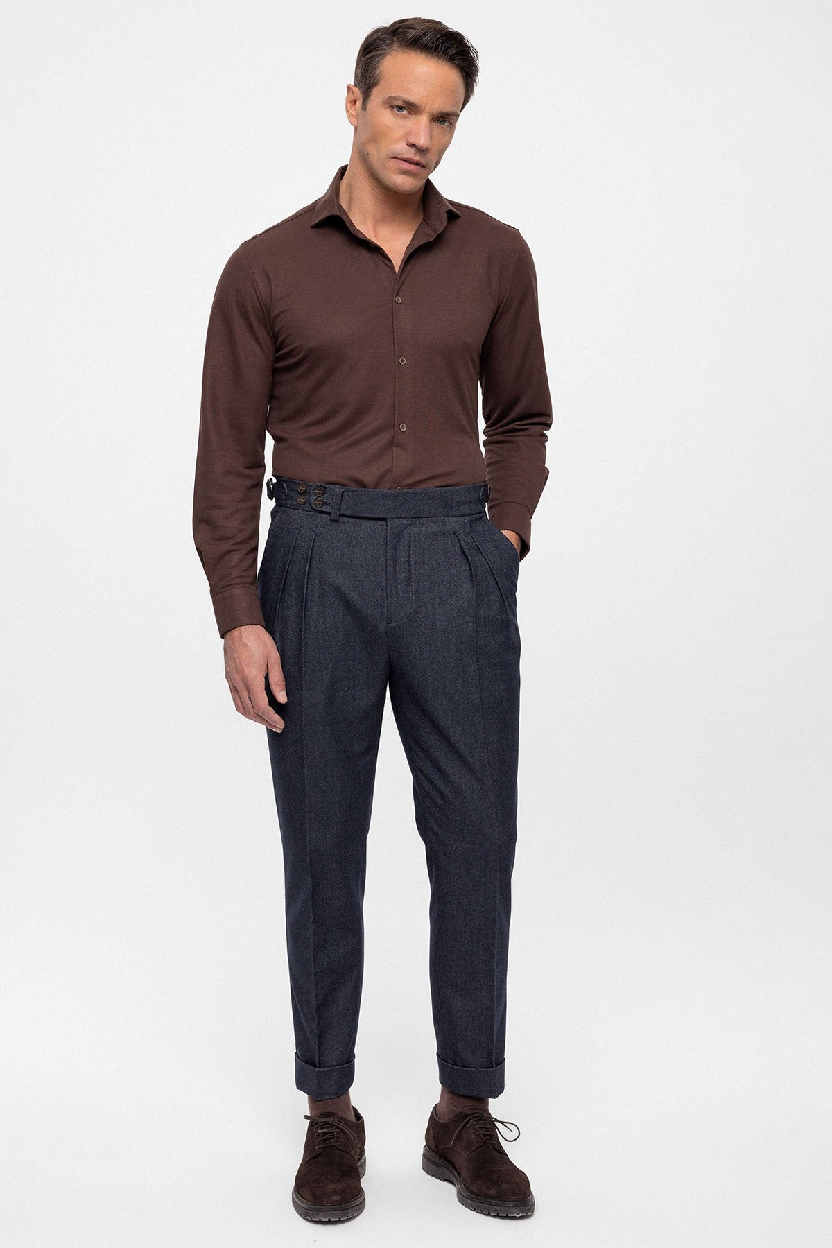 Antioch Wool-Look High-Waisted Pleated Men's Pants