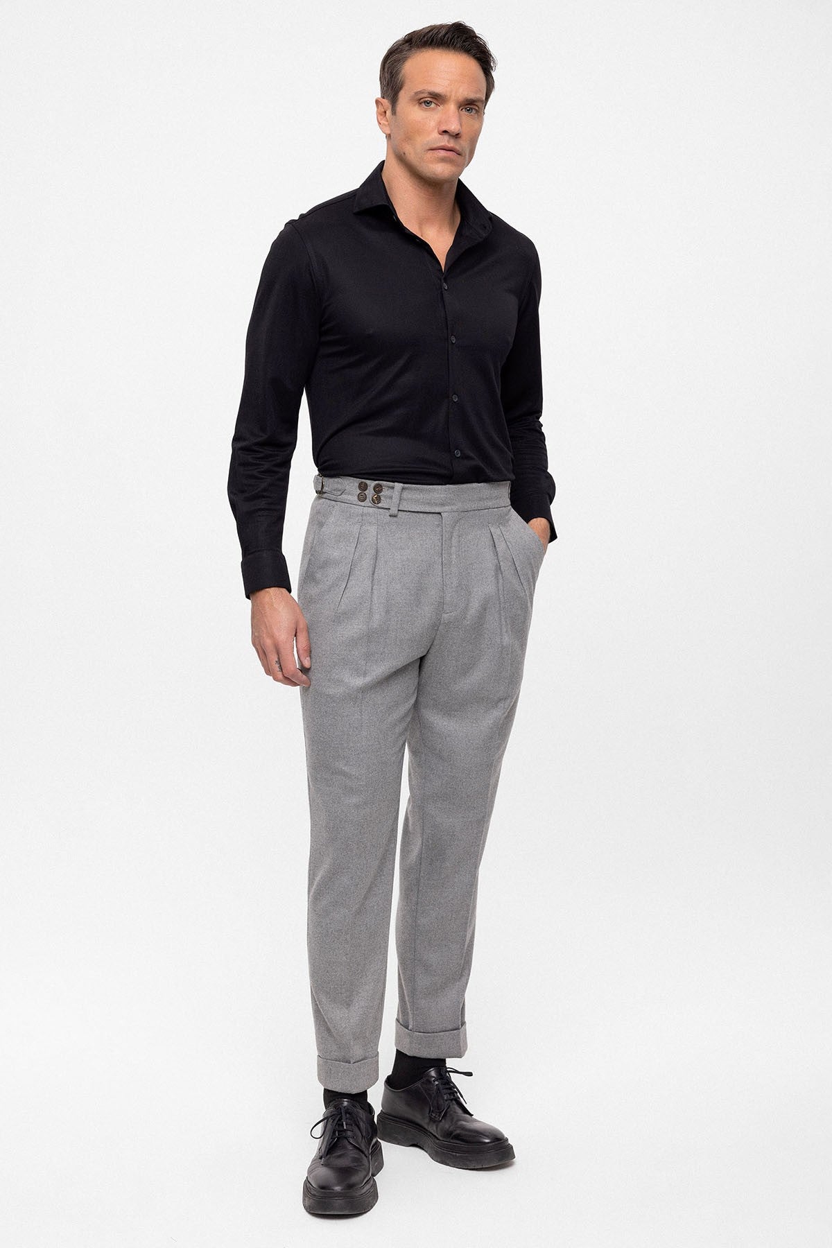 Antioch Wool-Look High-Waisted Pleated Men's Pants