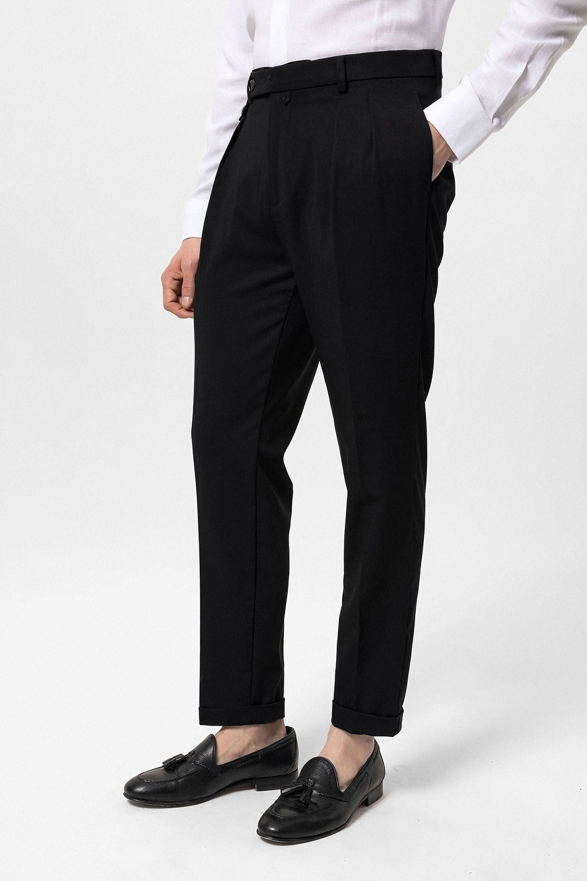 Pleated High-Waisted Men's Pants