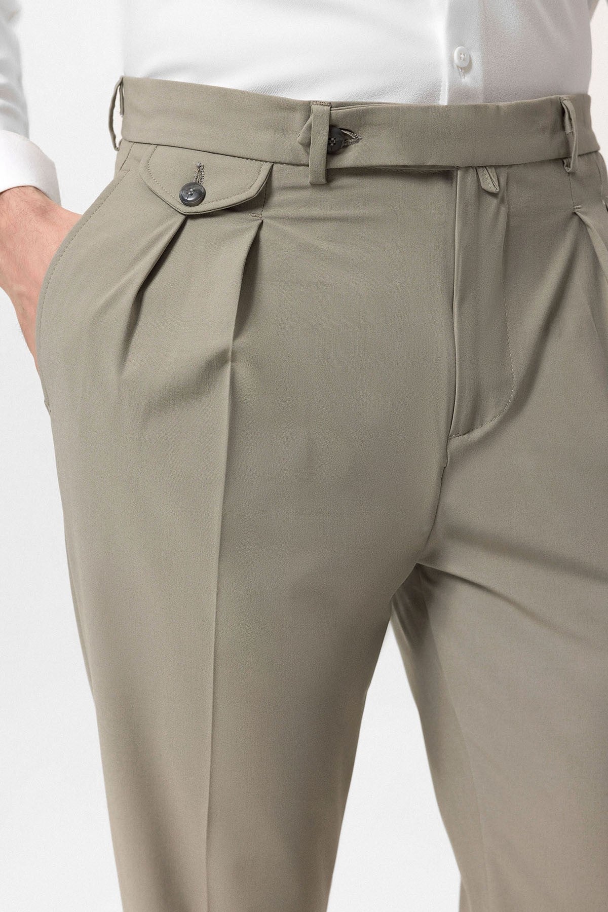 Pleated High-Waisted Men's Pants