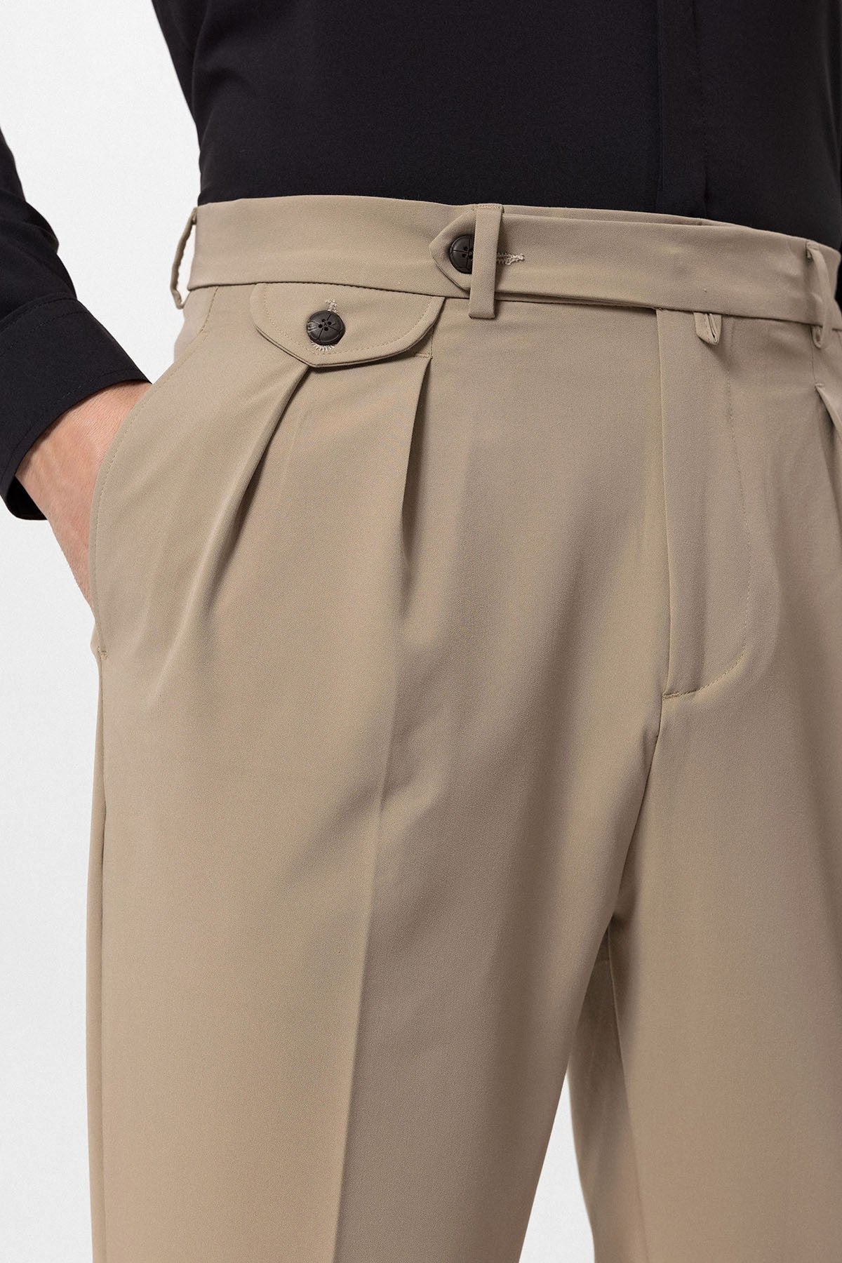 Pleated High-Waisted Men's Pants