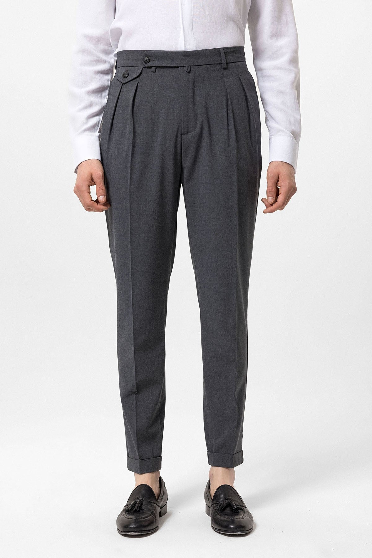 Pleated High-Waisted Men's Pants