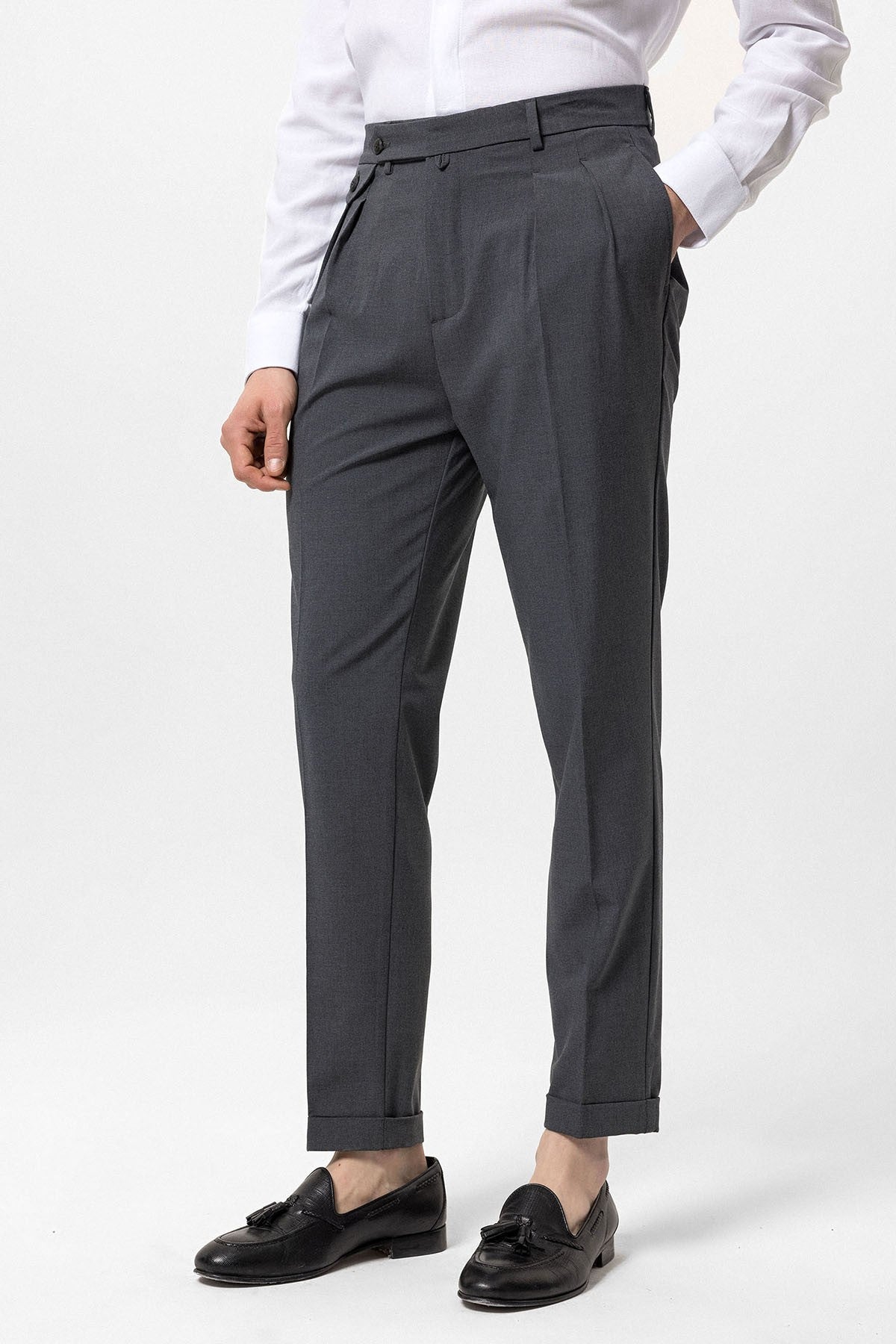 Pleated High-Waisted Men's Pants