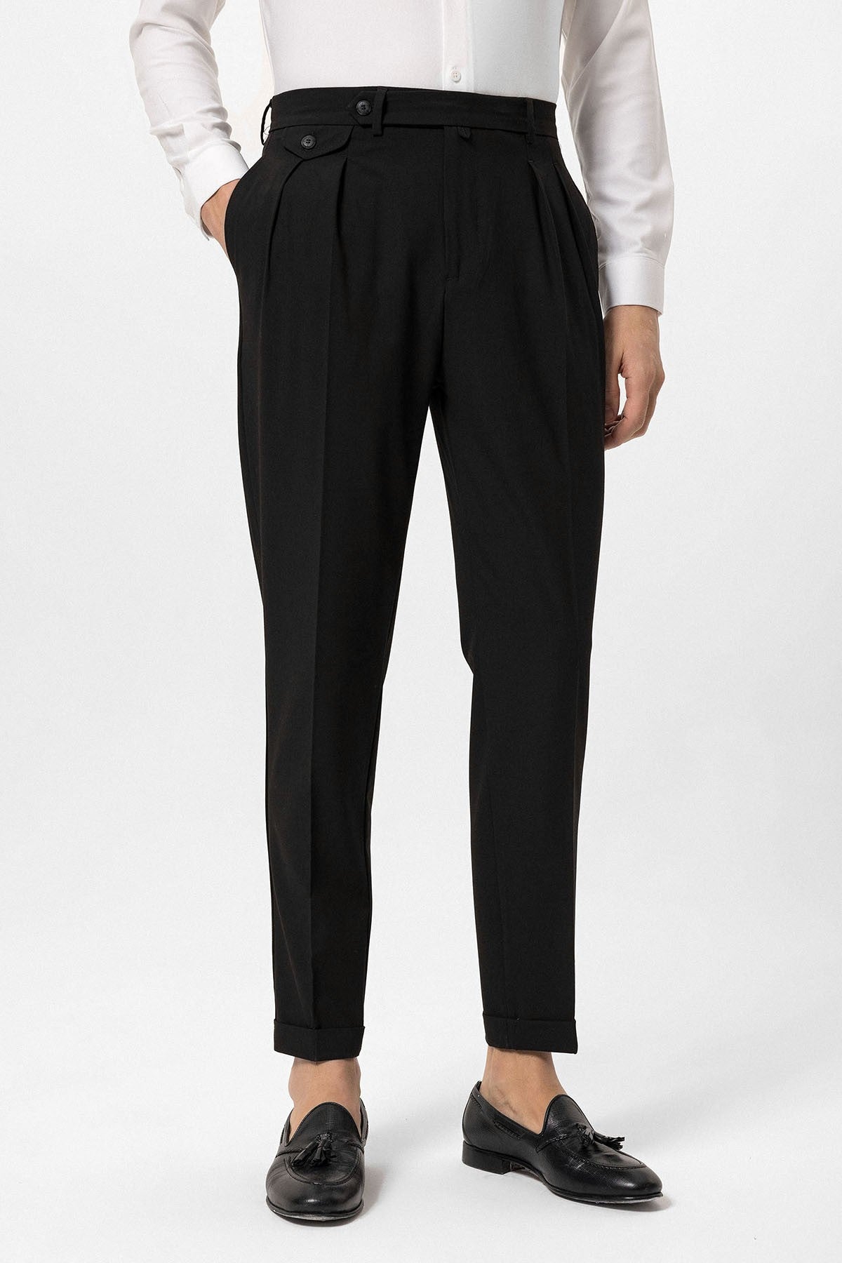 Pleated High-Waisted Men's Pants
