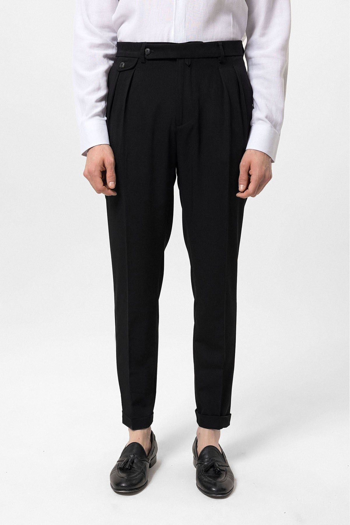 Pleated High-Waisted Men's Pants