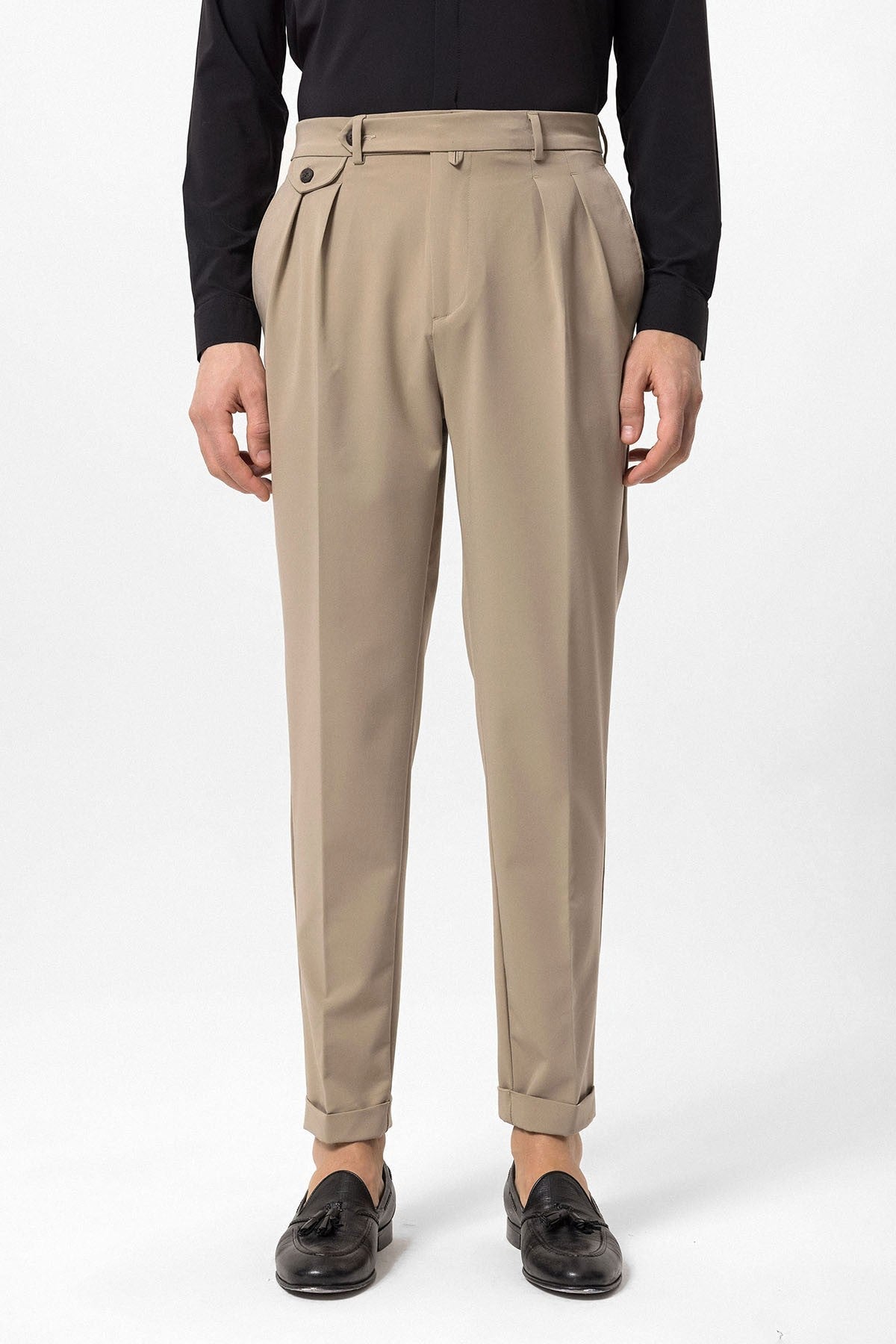 Pleated High-Waisted Men's Pants