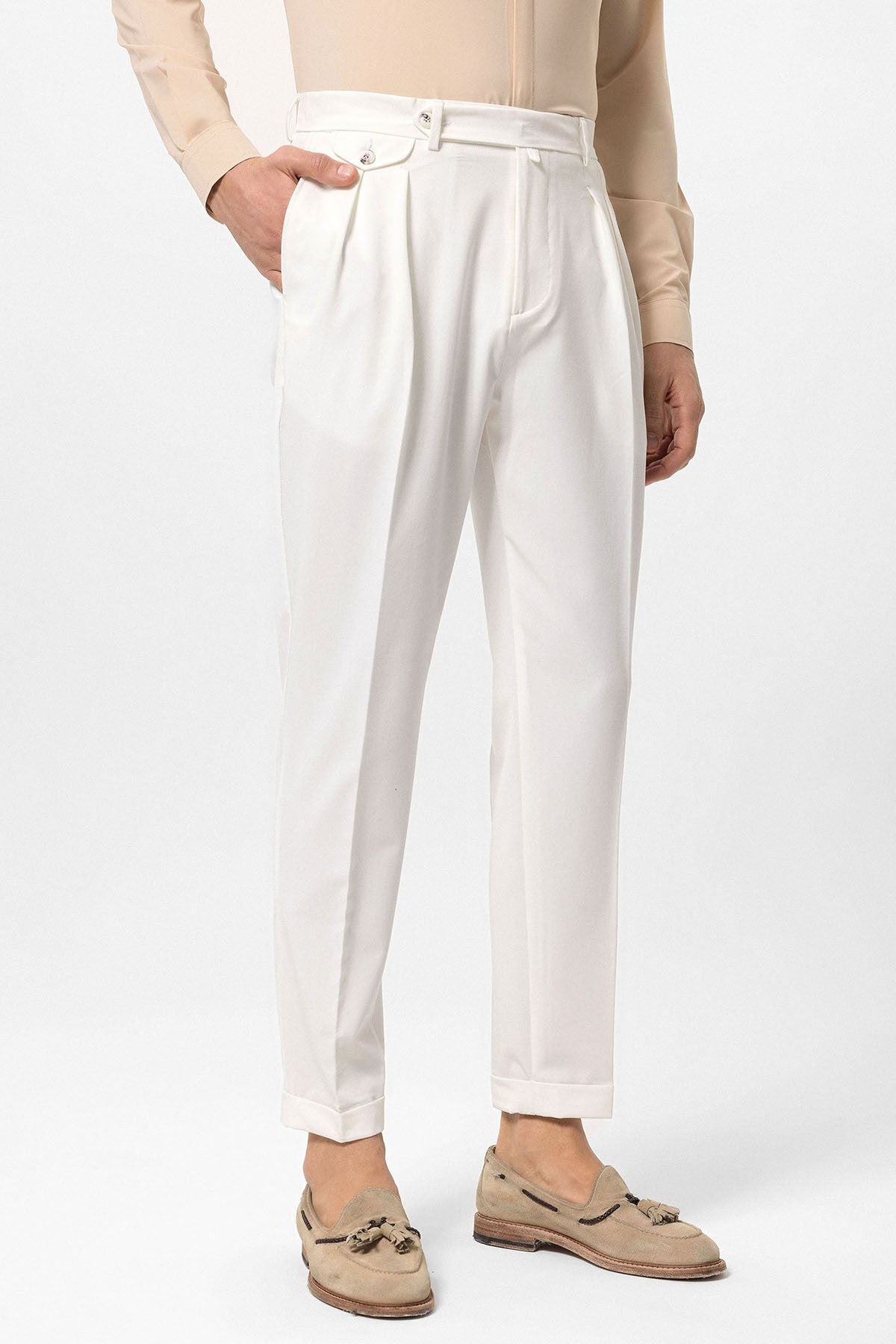 Pleated High-Waisted Men's Pants