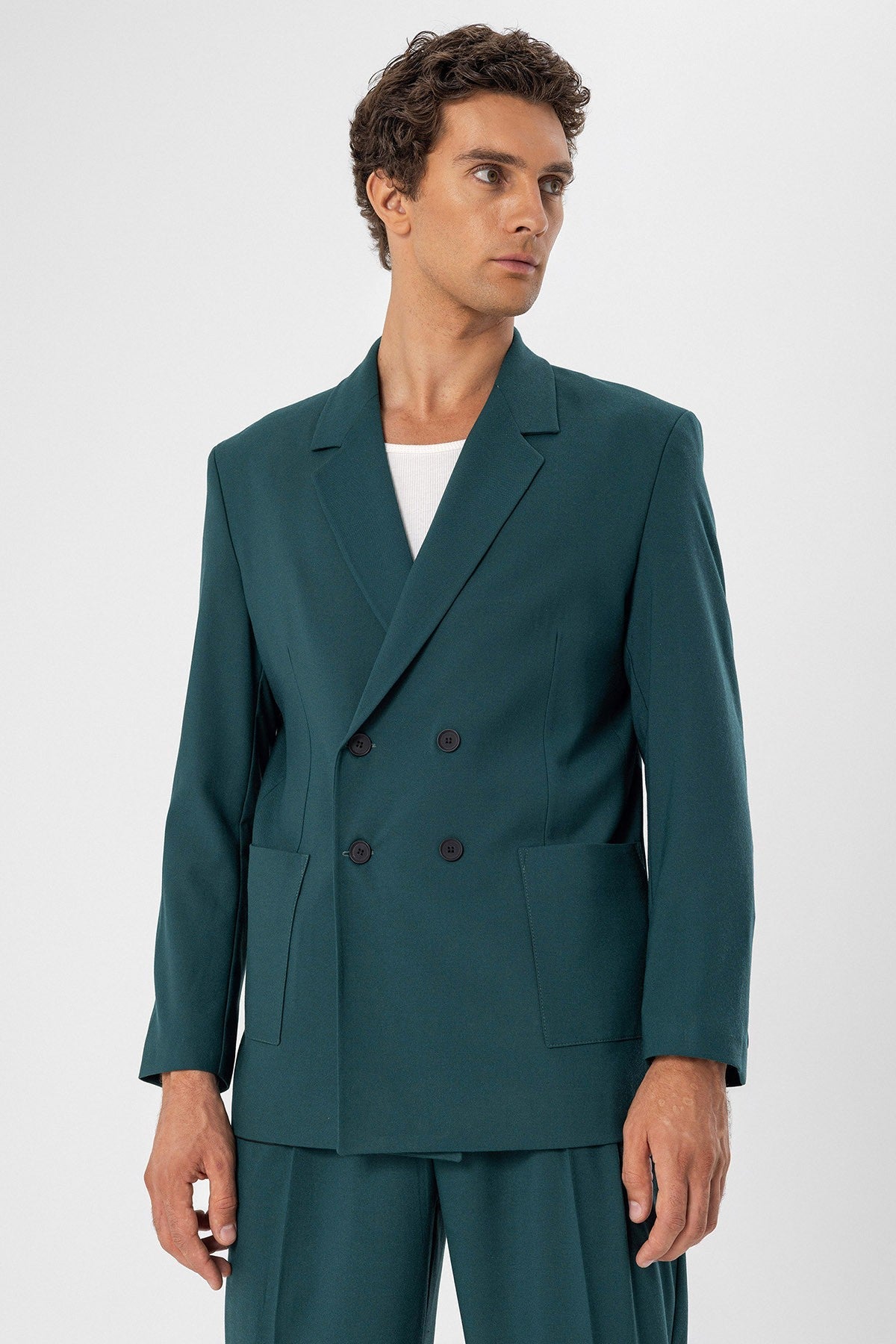 Antioch Men's Double-Breasted Blazer with Side Pockets