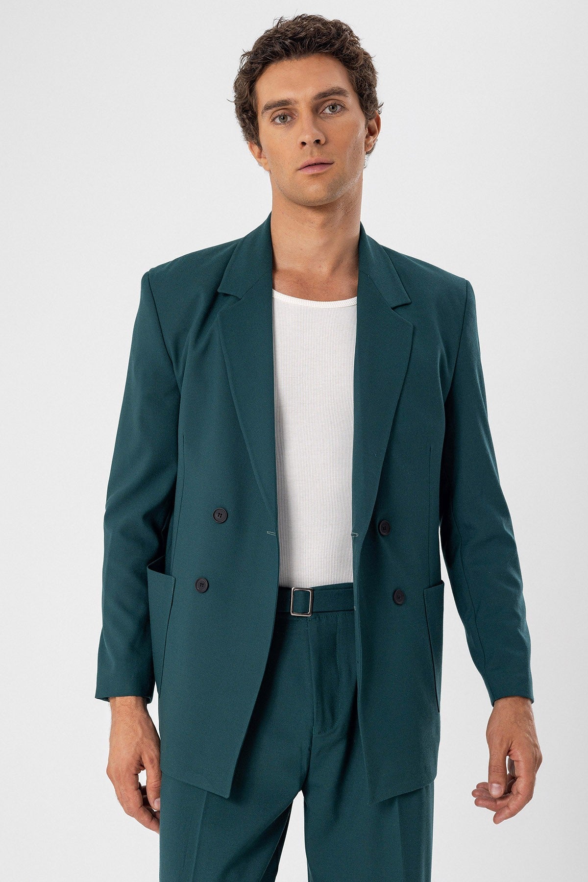 Antioch Men's Double-Breasted Blazer with Side Pockets