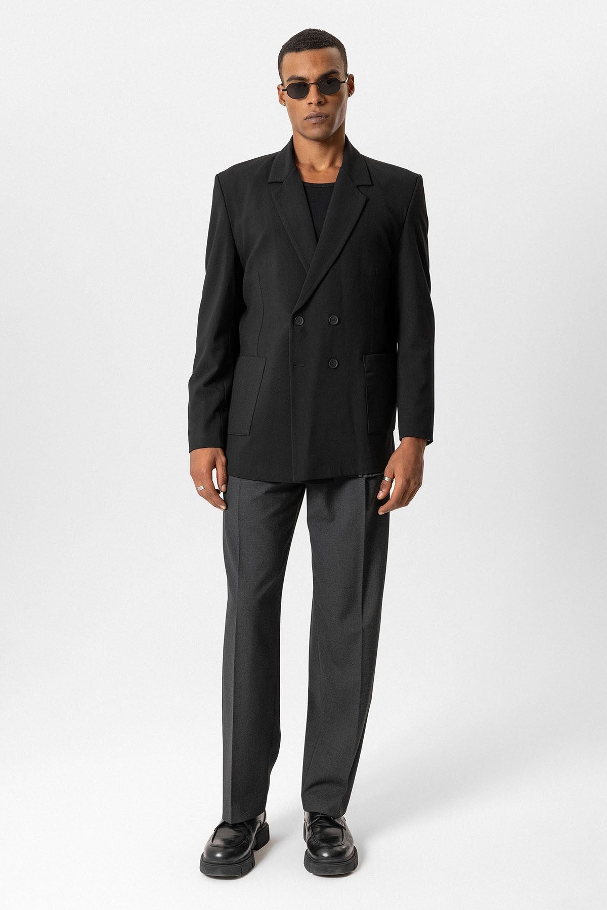 Antioch Men's Double-Breasted Blazer with Side Pockets
