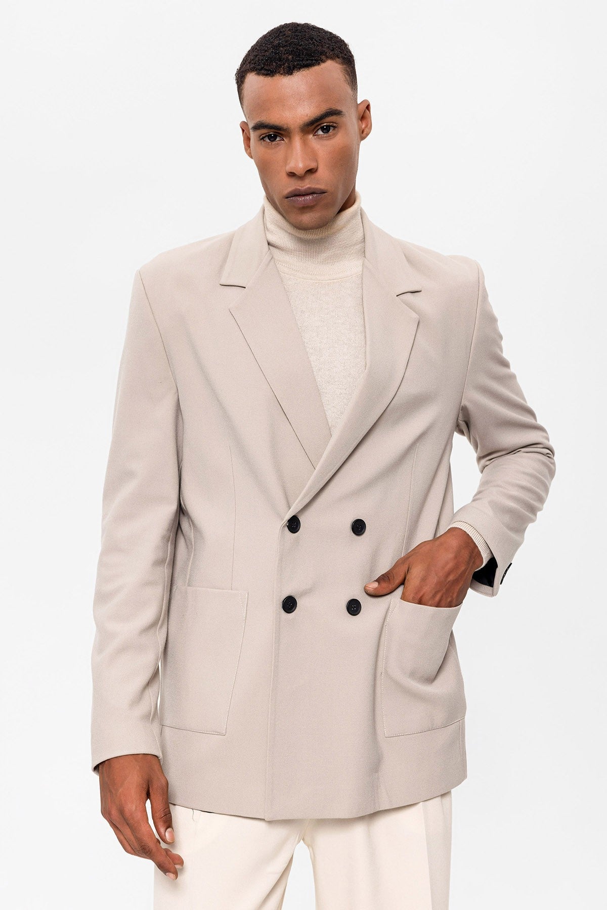 Antioch Men's Double-Breasted Blazer with Side Pockets