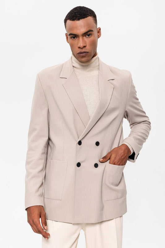 Antioch Men's Double-Breasted Blazer with Side Pockets