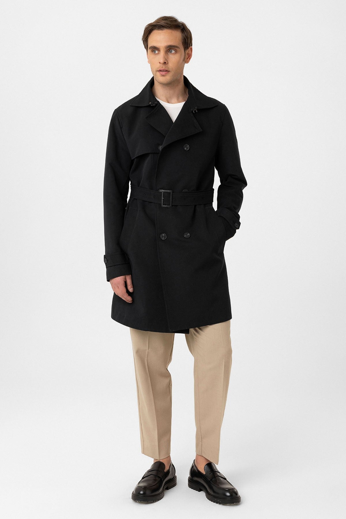 Antioch Belted Double-Breasted Trench Coat