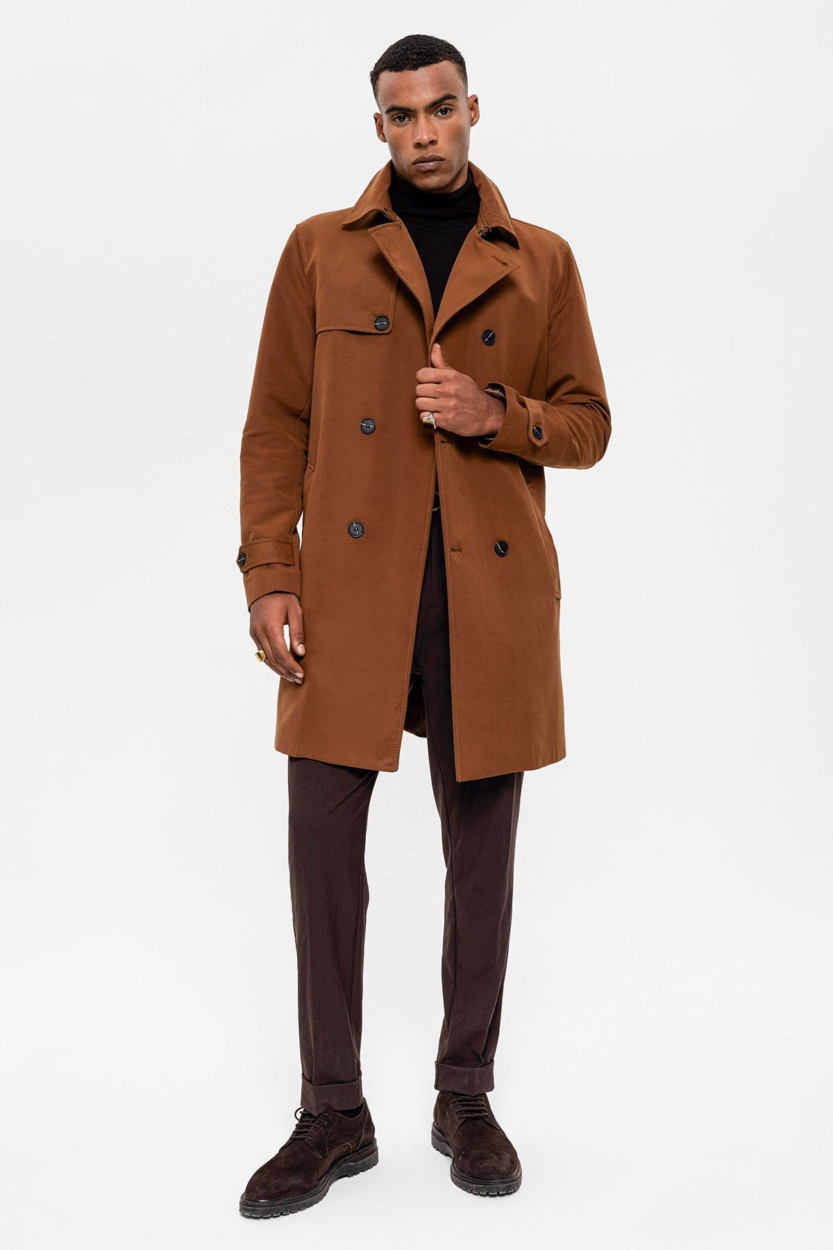 Antioch Belted Double-Breasted Trench Coat