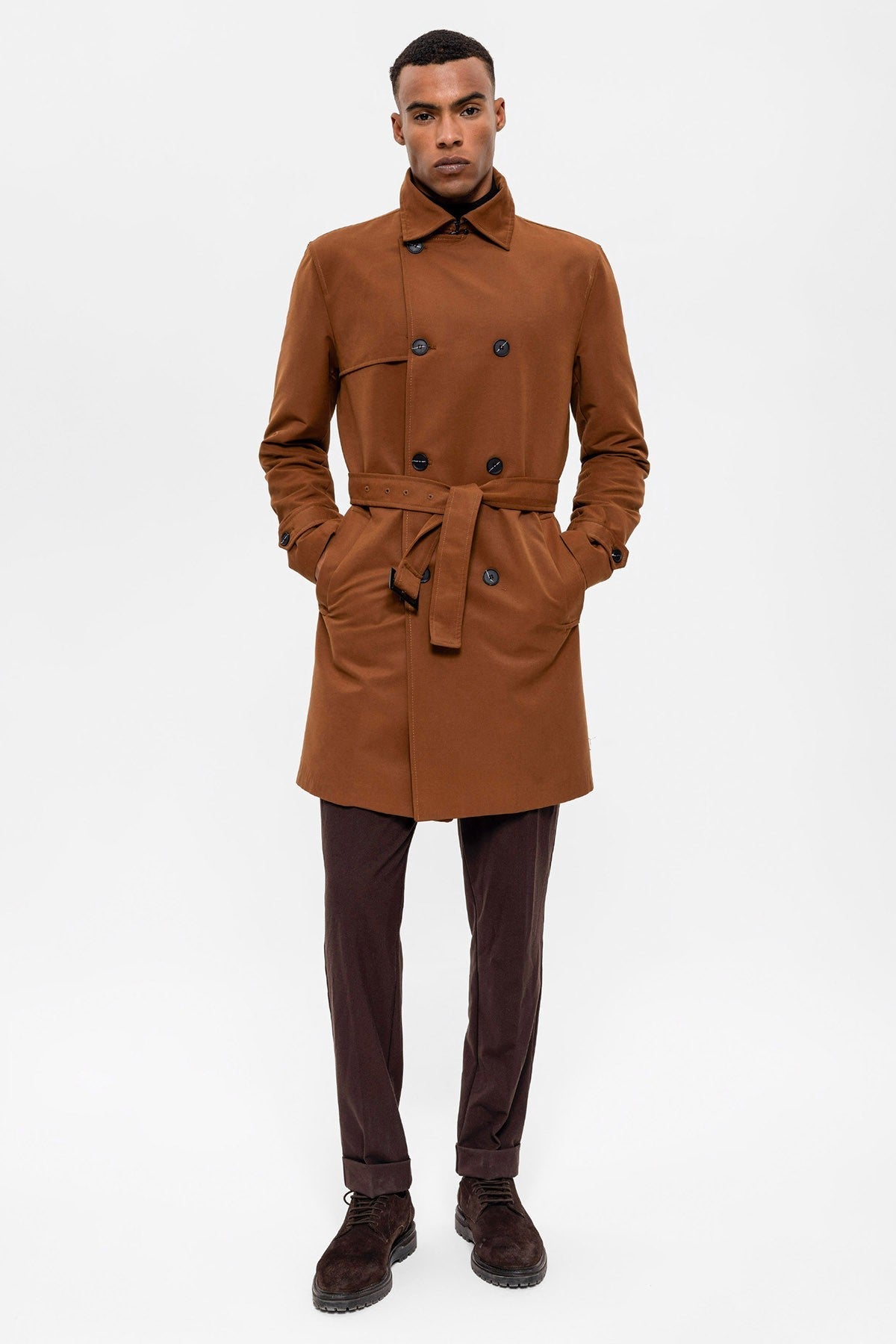 Antioch Belted Double-Breasted Trench Coat