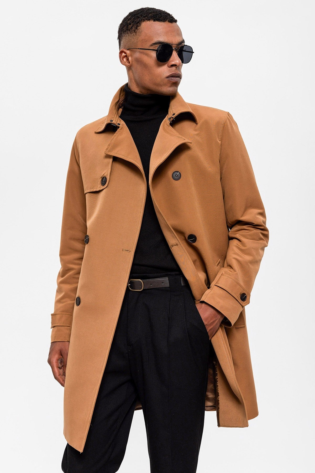 Antioch Belted Double-Breasted Trench Coat