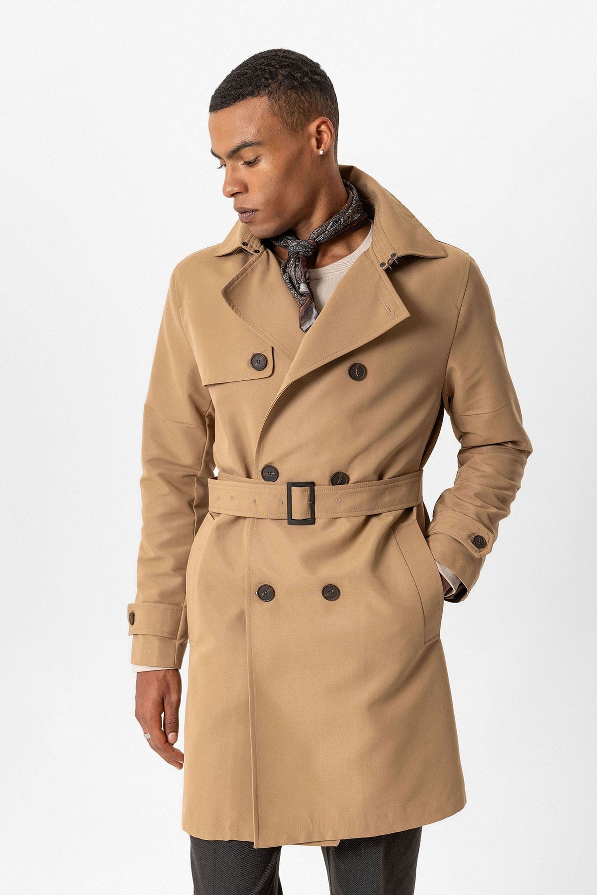 Antioch Belted Double-Breasted Trench Coat