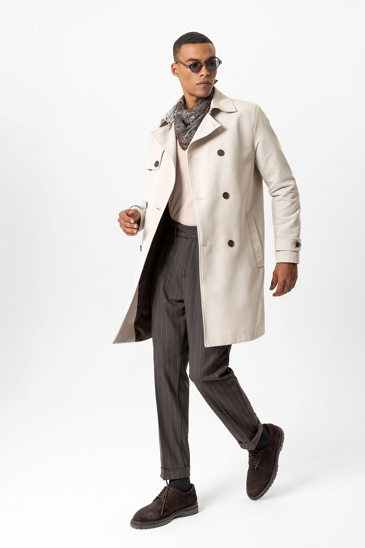 Antioch Belted Double-Breasted Trench Coat