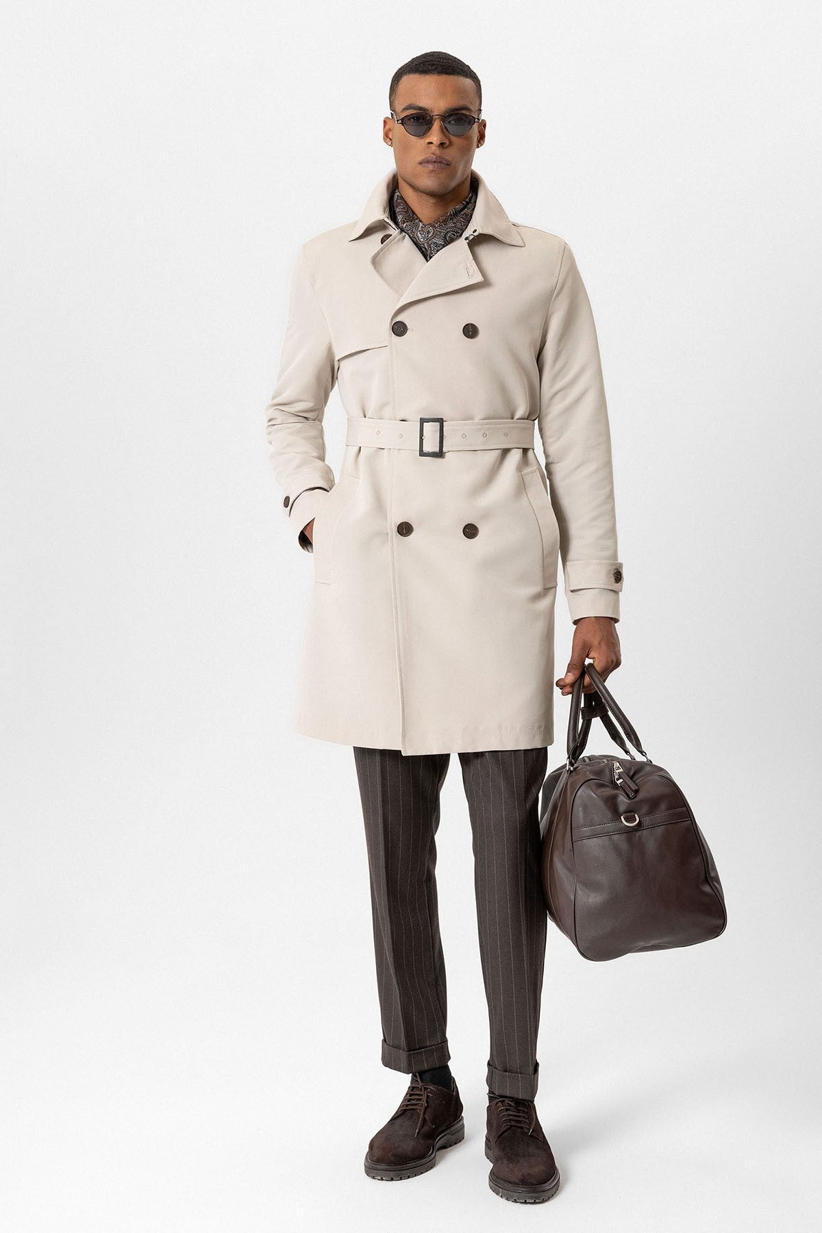 Antioch Belted Double-Breasted Trench Coat