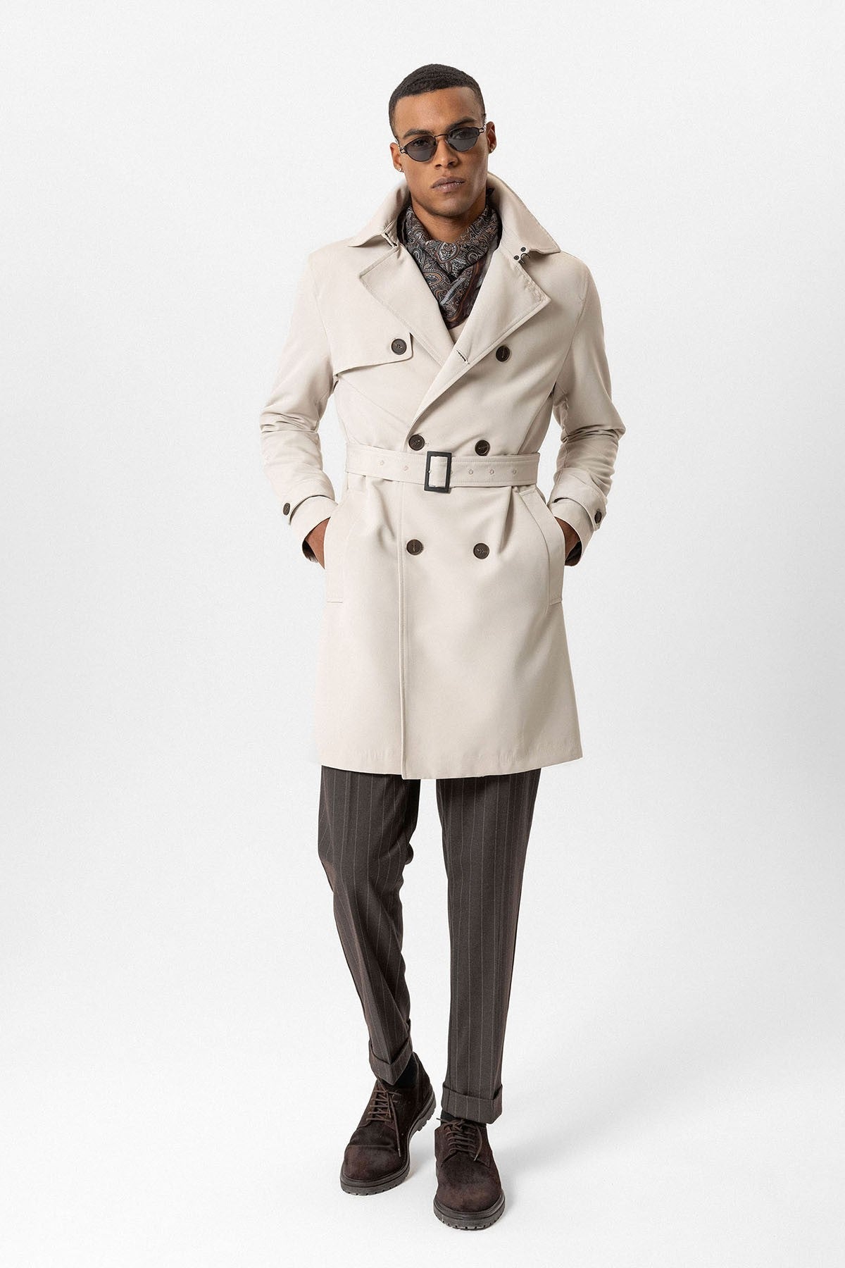 Antioch Belted Double-Breasted Trench Coat