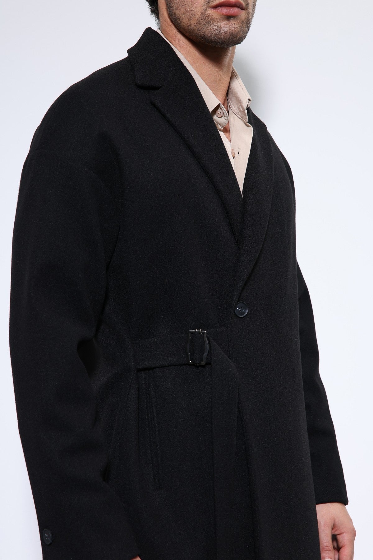 Oversized Men's Coat with a Belt